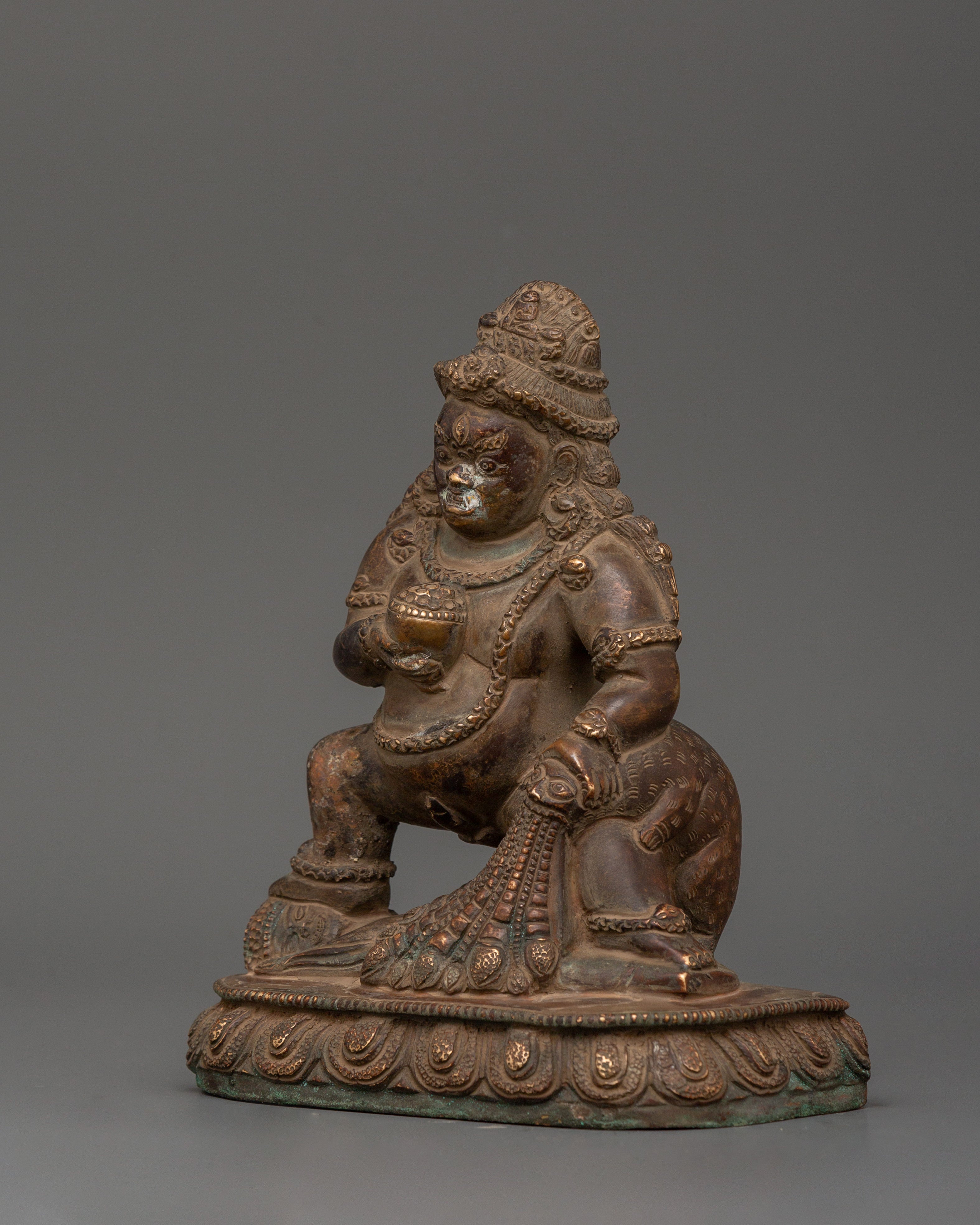 Wrathful Black Dzambhala Statue | Tibetan Buddhist Wealth Deity