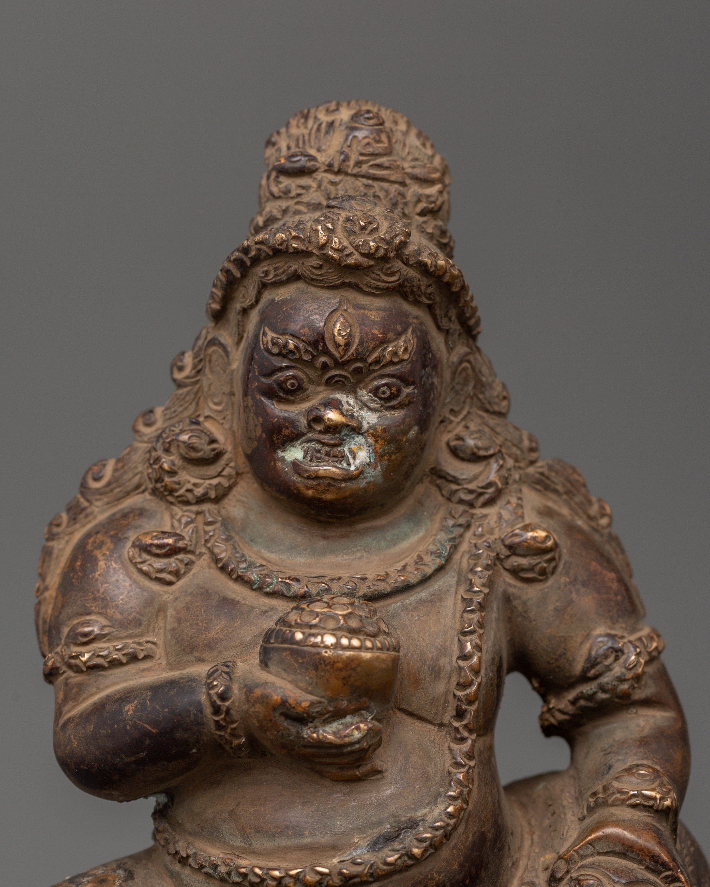 Wrathful Black Dzambhala Statue | Tibetan Buddhist Wealth Deity