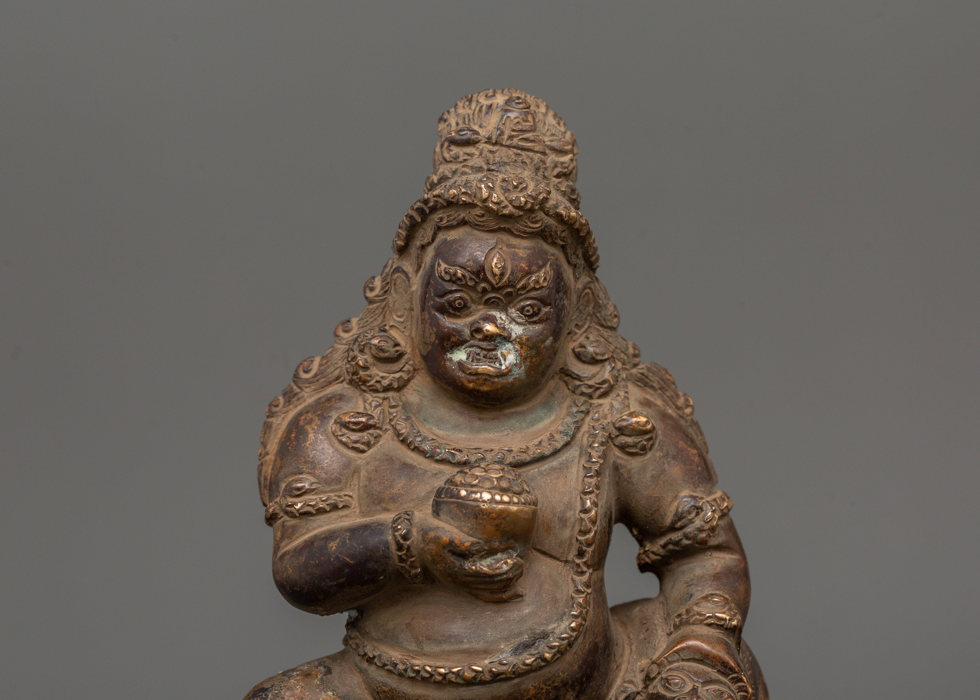 Wrathful Black Dzambhala Statue | Tibetan Buddhist Wealth Deity