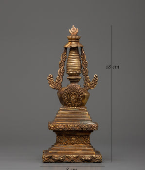 Antique Copper Stupa Statue | Tibetan Buddhist Symbol of Enlightenment