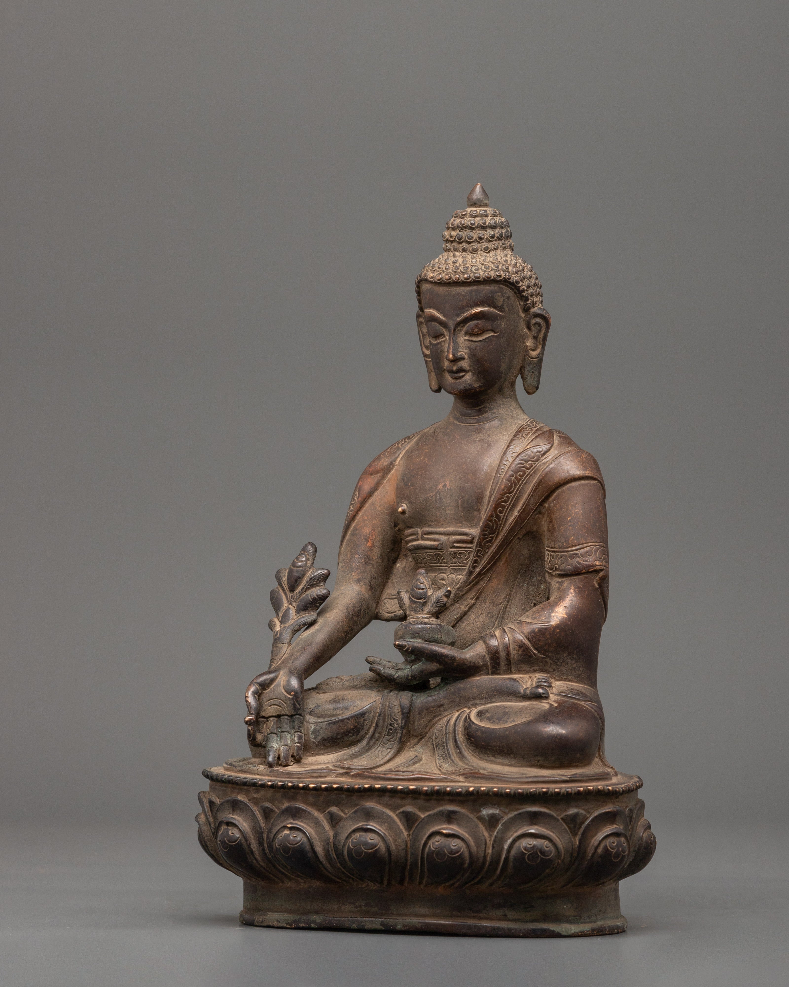 Oxidized Copper Medicine Buddha Statue | Symbol of Healing &amp; Compassion