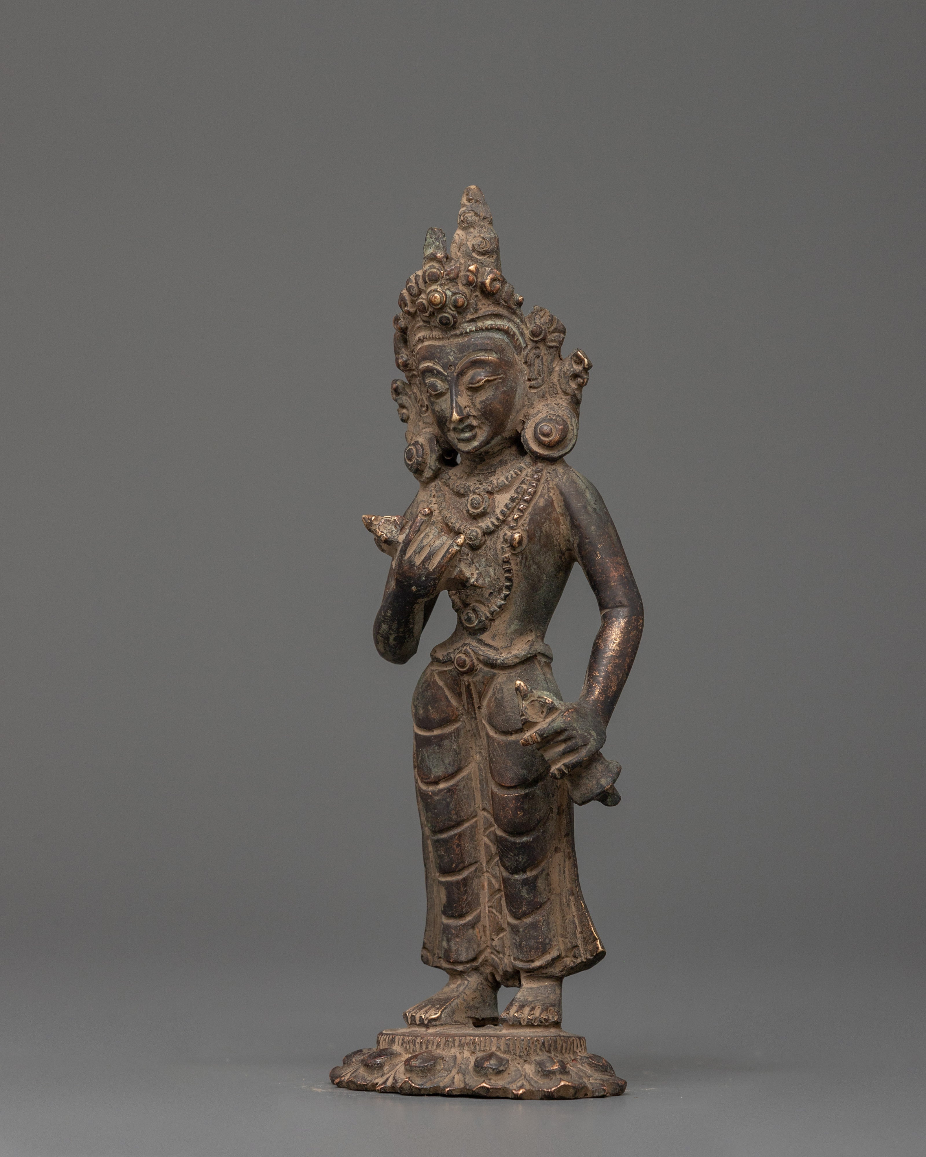 Vajrasattva Statue in Antique Copper Finish | Tibetan Deity of Purification