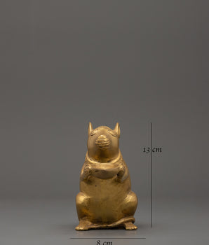 Brass Mouse Oil Lamp Sculpture | Ganesha’s Vahana Decorative Lamp for Ritual or Decor