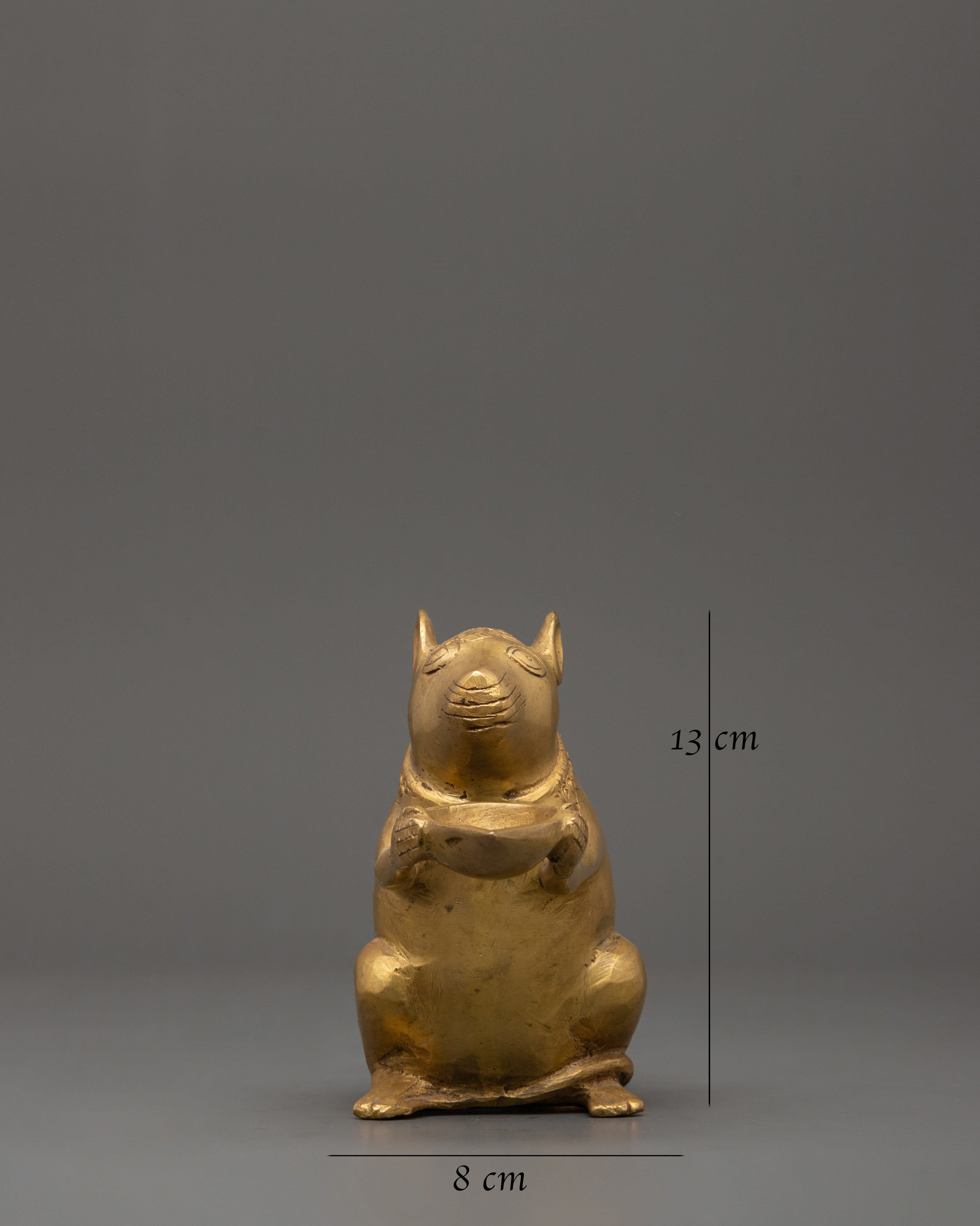 Brass Mouse Oil Lamp Sculpture | Ganesha’s Vahana Decorative Lamp for Ritual or Decor