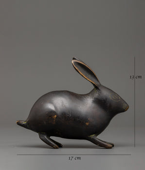 Handmade Brass Rabbit Statue | Feng Shui Rabbit Decor for Home & Garden