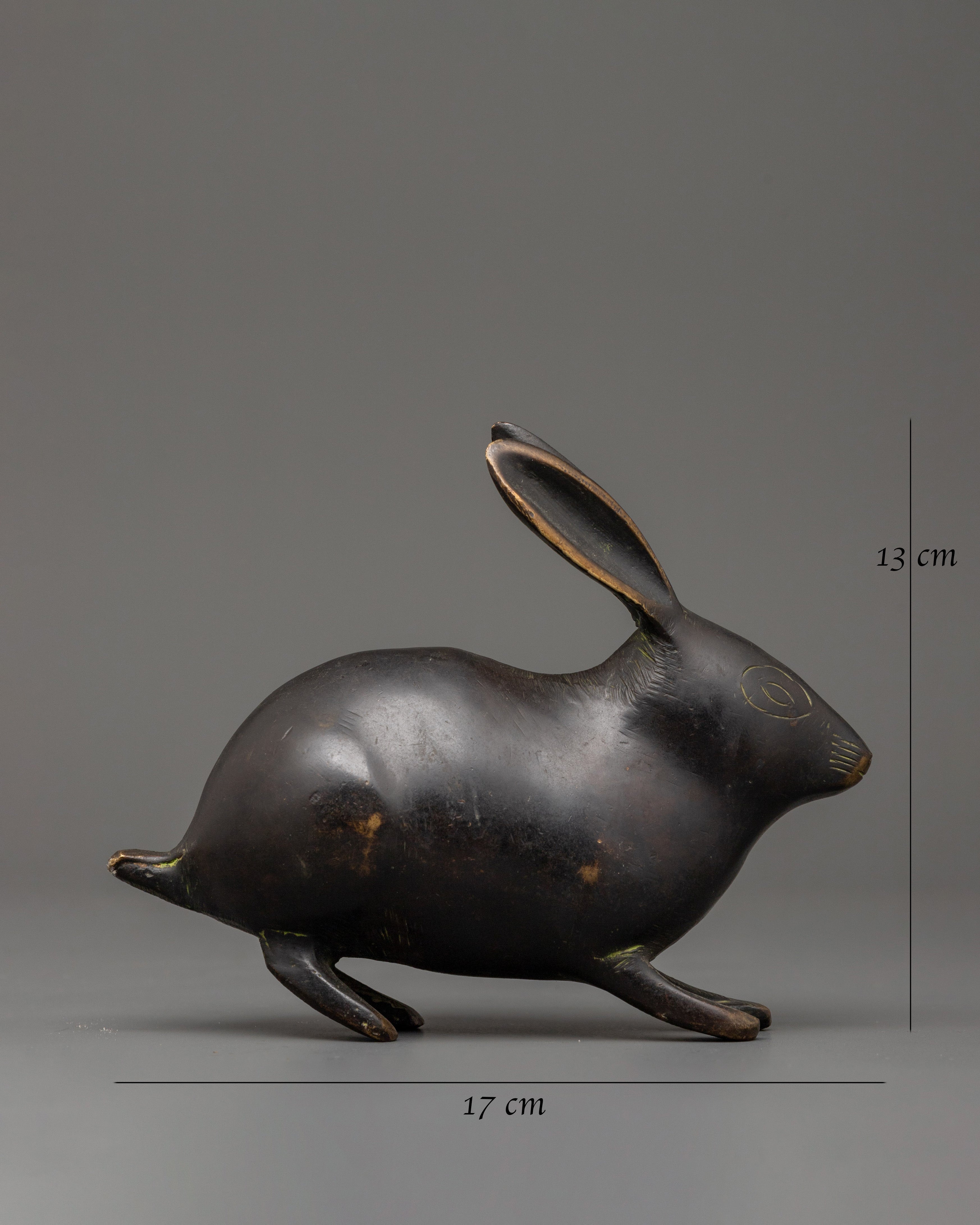 Handmade Brass Rabbit Statue | Feng Shui Rabbit Decor for Home & Garden