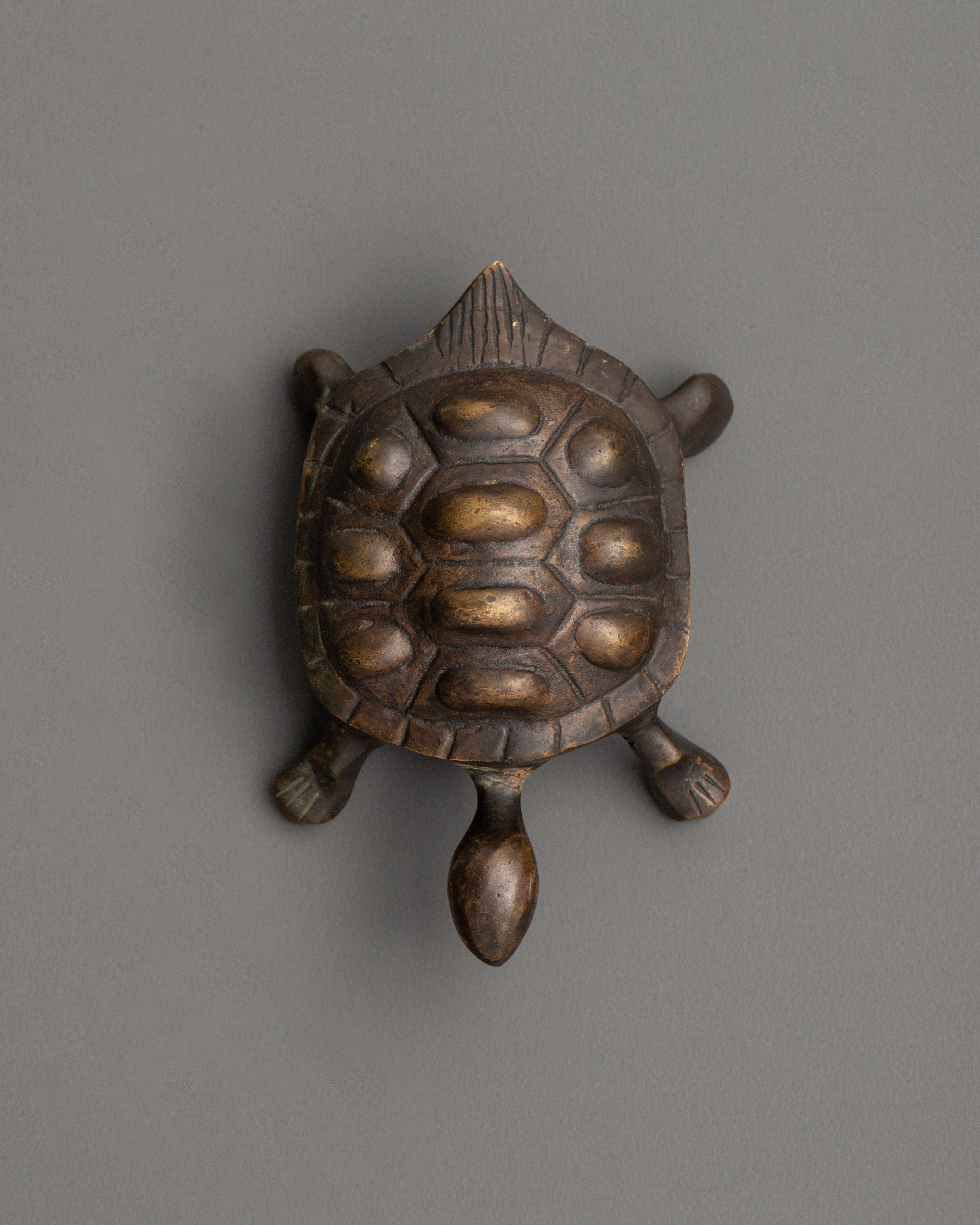 Brass Tortoise Statue with Antique Finish | Feng Shui Lucky Tortoise for Home Decor
