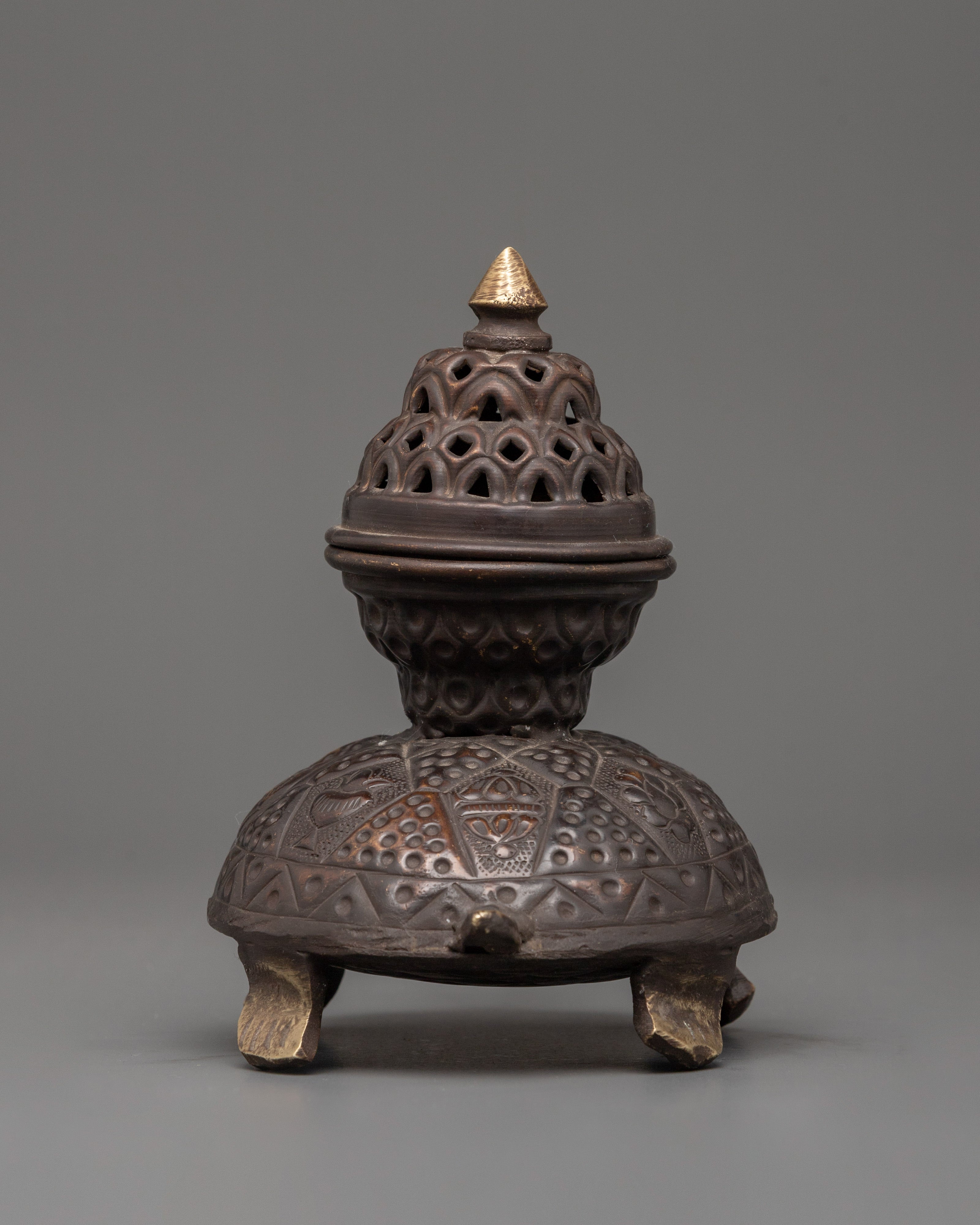 Tortoise Incense Burner with Antique Finishing | Handcrafted Tibetan Incense Burner