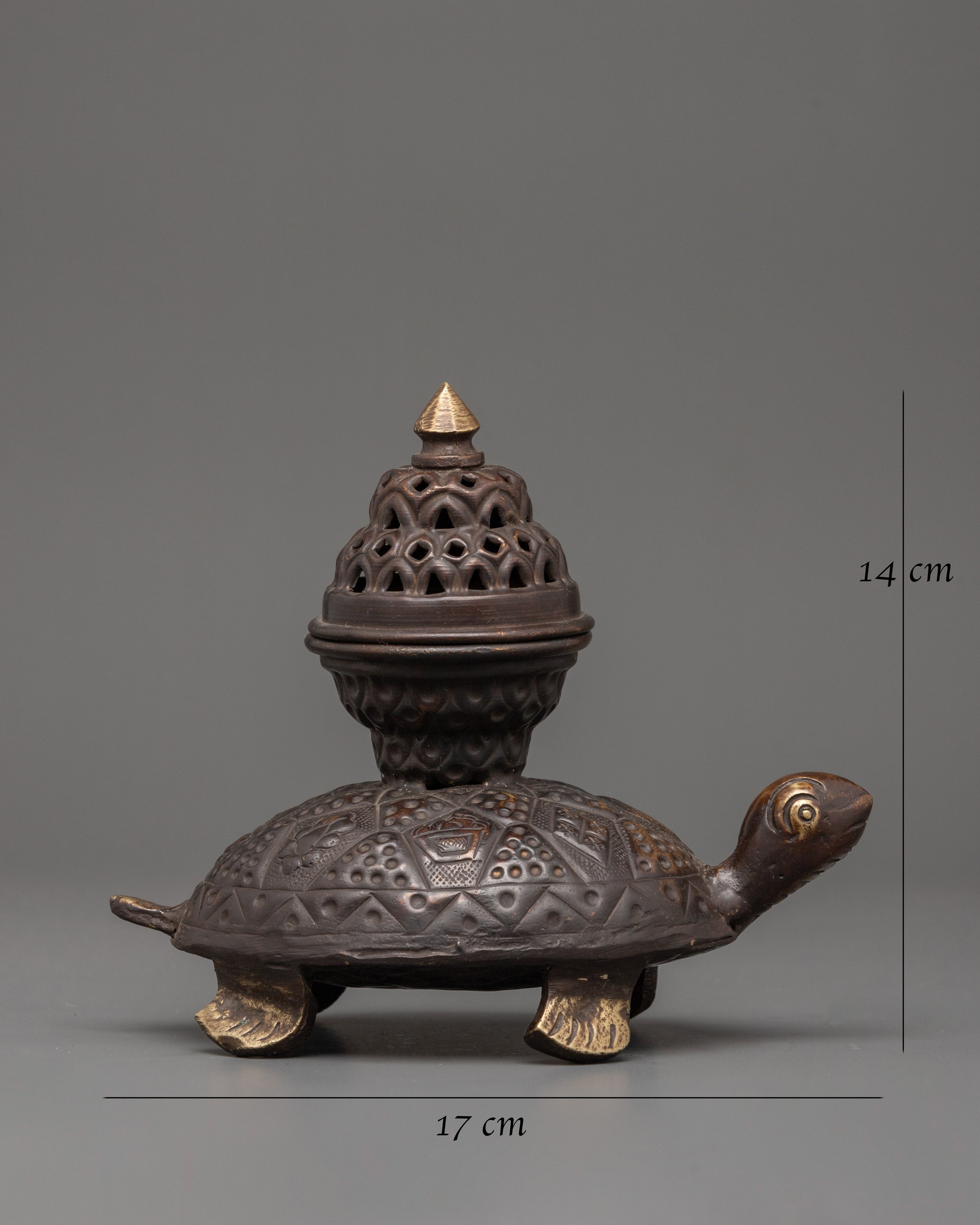 Tortoise Incense Burner with Antique Finishing | Handcrafted Tibetan Incense Burner