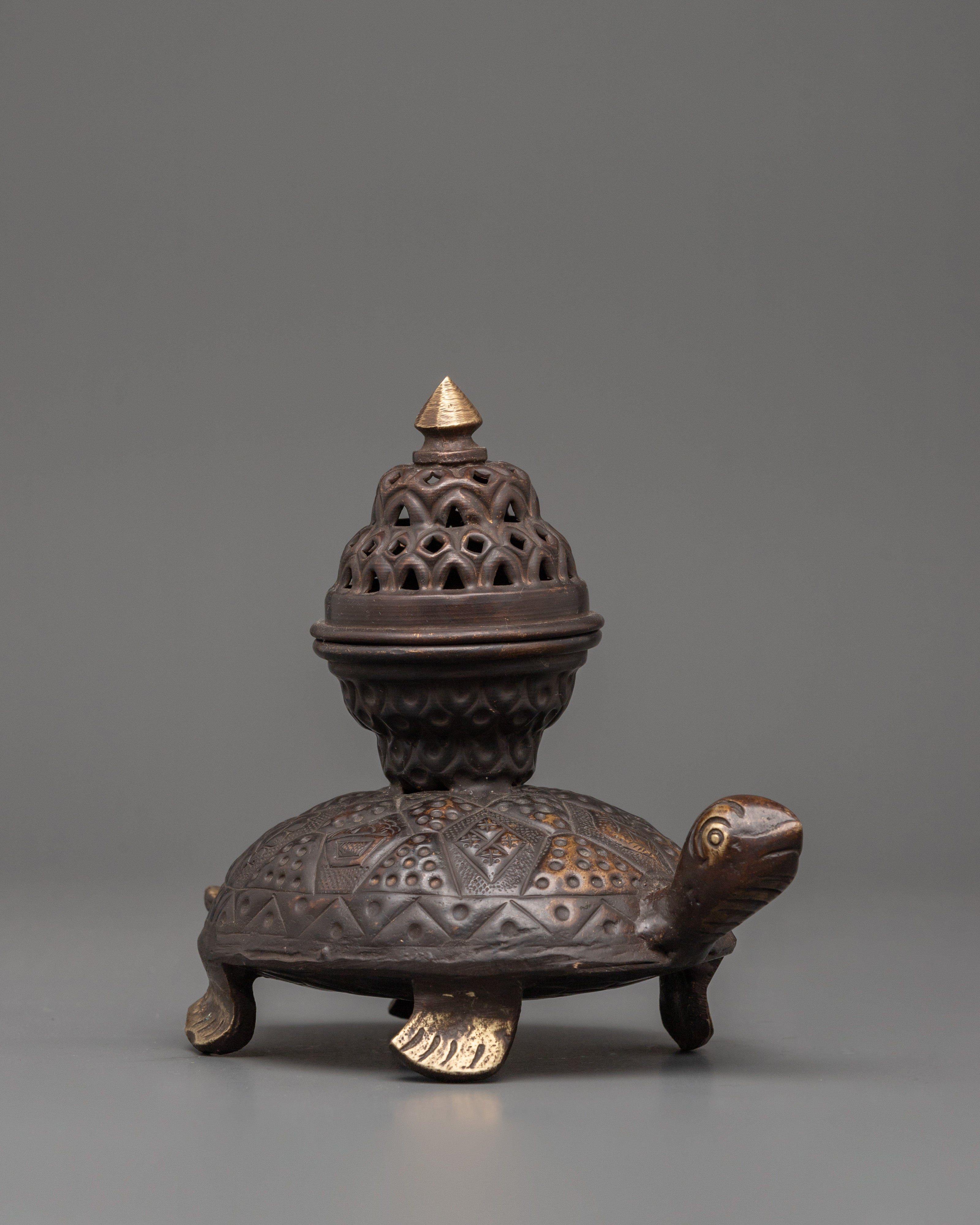Tortoise Incense Burner with Antique Finishing | Handcrafted Tibetan Incense Burner