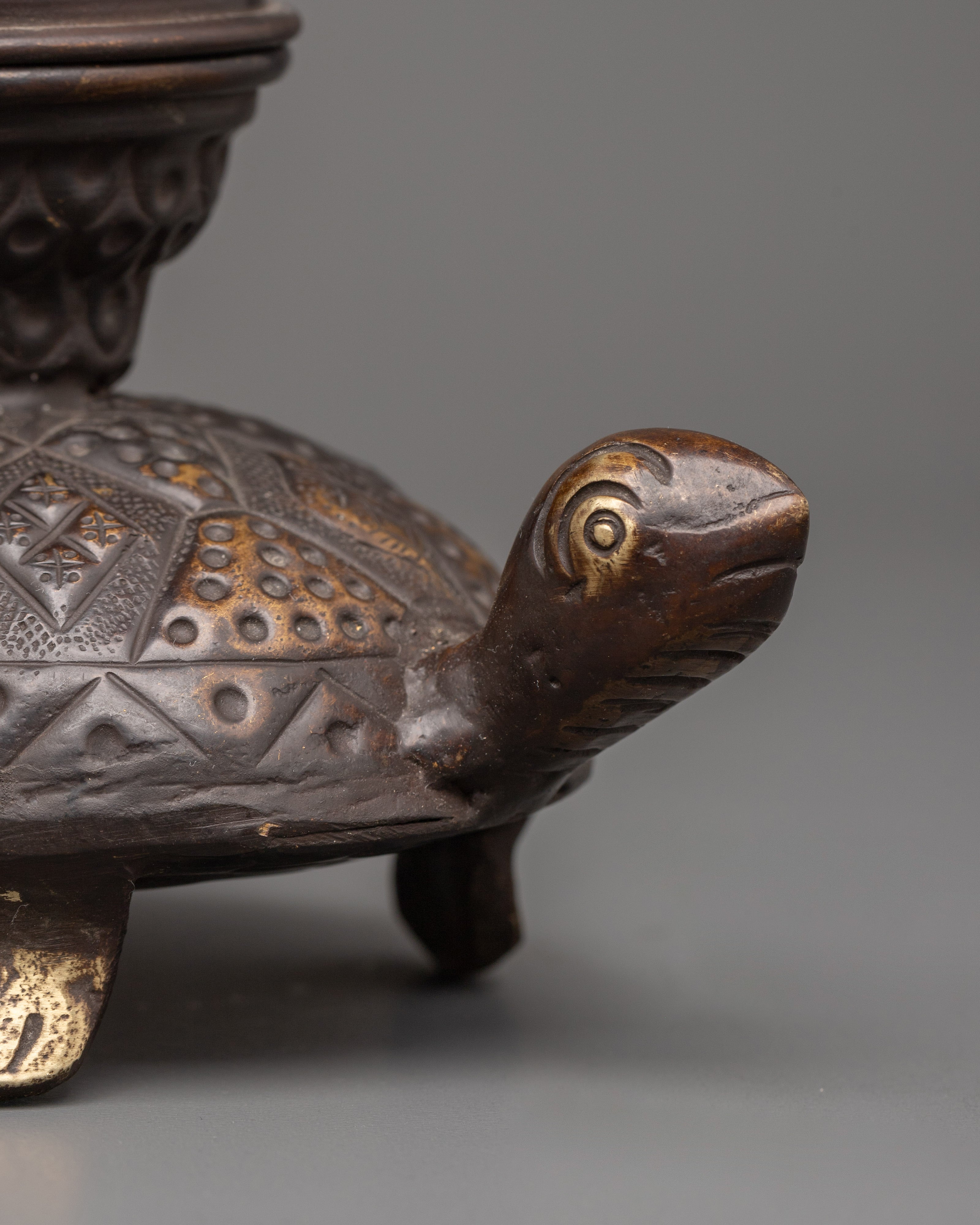 Tortoise Incense Burner with Antique Finishing | Handcrafted Tibetan Incense Burner