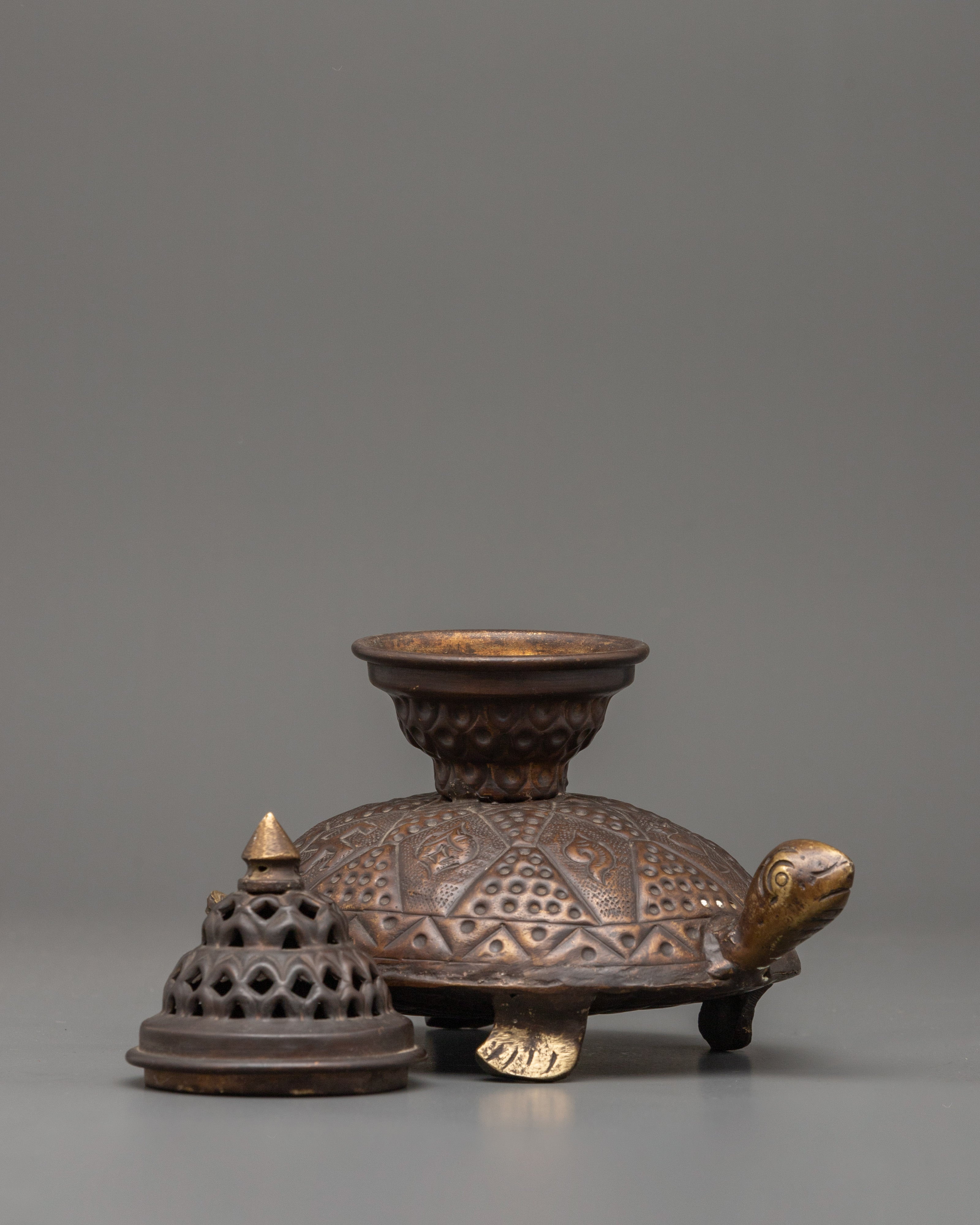 Incense Burner with Tortoise Statue | Meditation Altar Accessory Decor