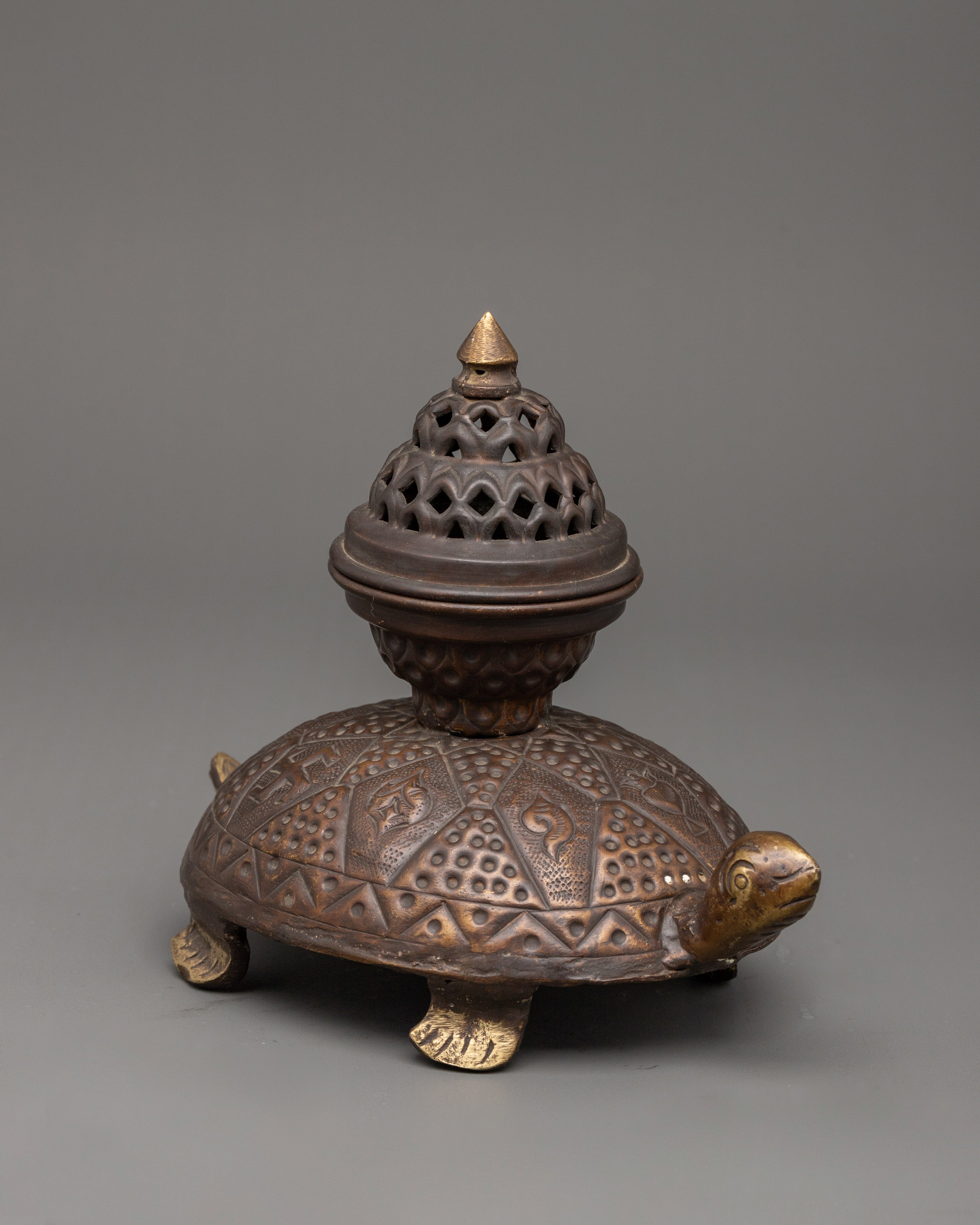 Incense Burner with Tortoise Statue | Meditation Altar Accessory Decor