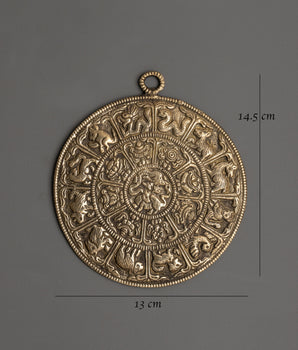 Brass Wall Hanging Sacred Artwork | Chinese Zodiac and 8 Auspicious Symbols
