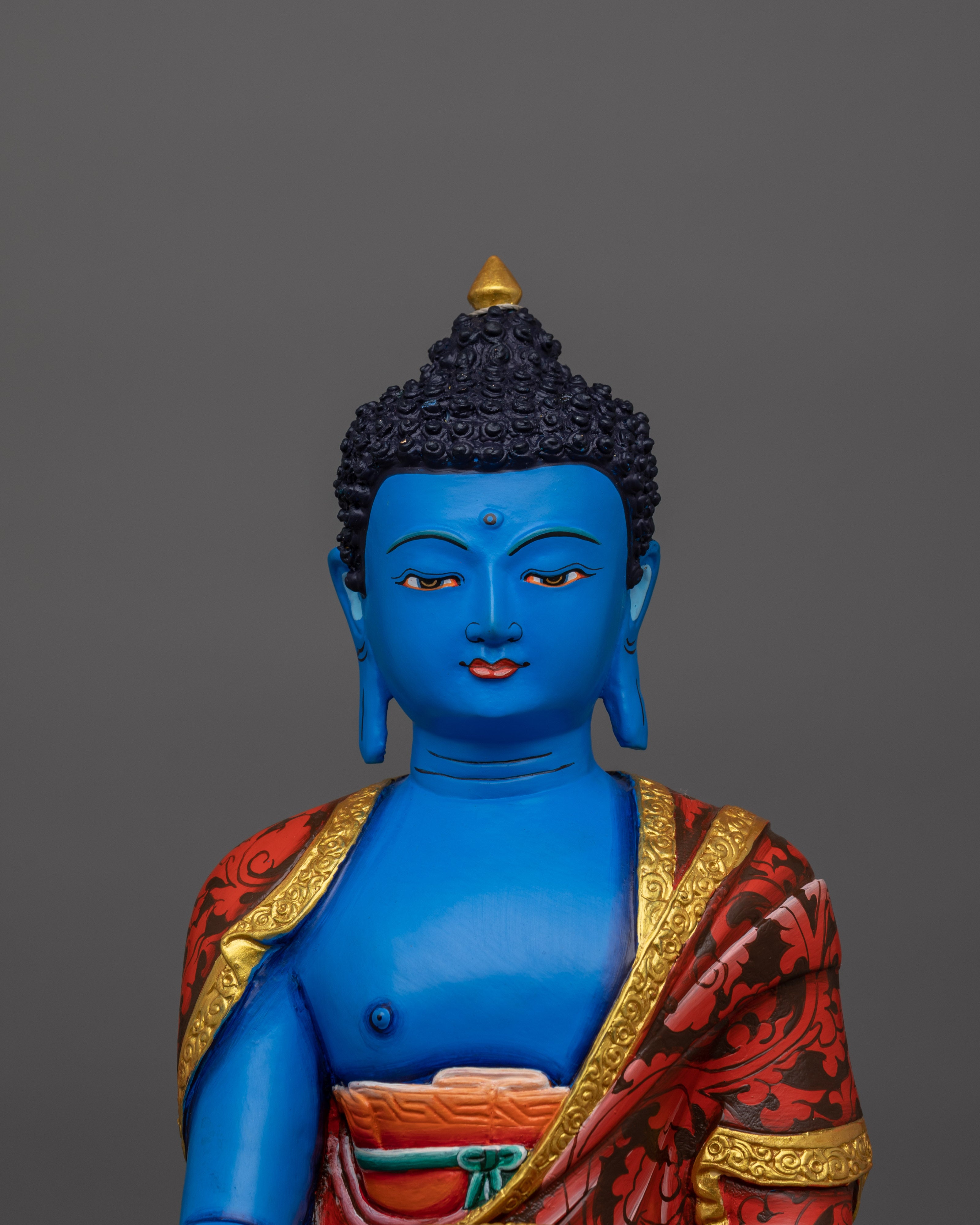 Handcrafted Blue Shakyamuni Buddha | Sacred Tibetan Buddha Sculpture