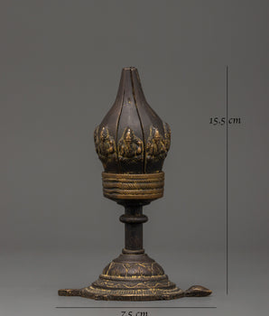 Sacred Tibetan Lotus Lamp for Altar and Ritual Use | Antique Brass Decor