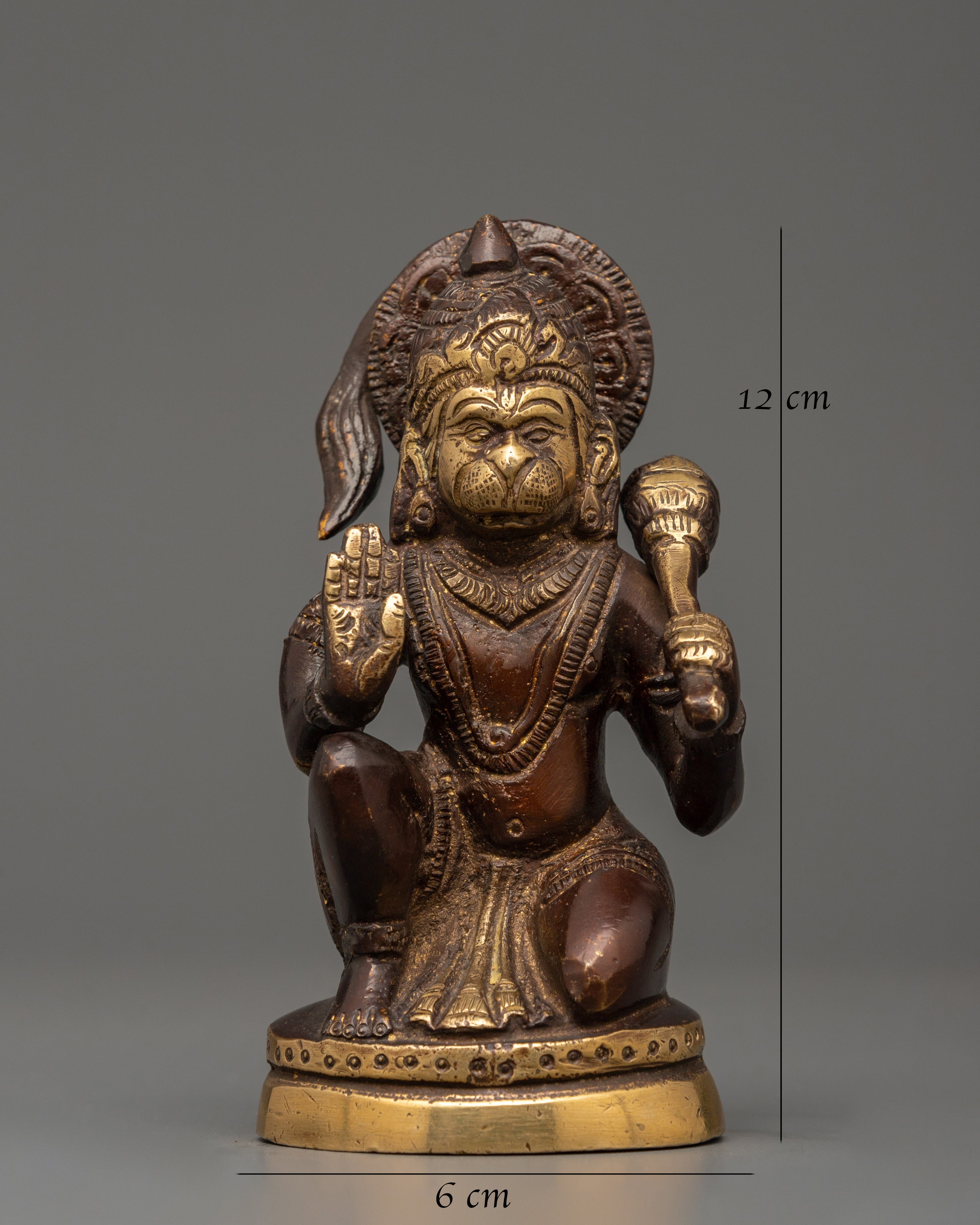 Antique-finish Brass Hanuman Statue | Spiritual Decor