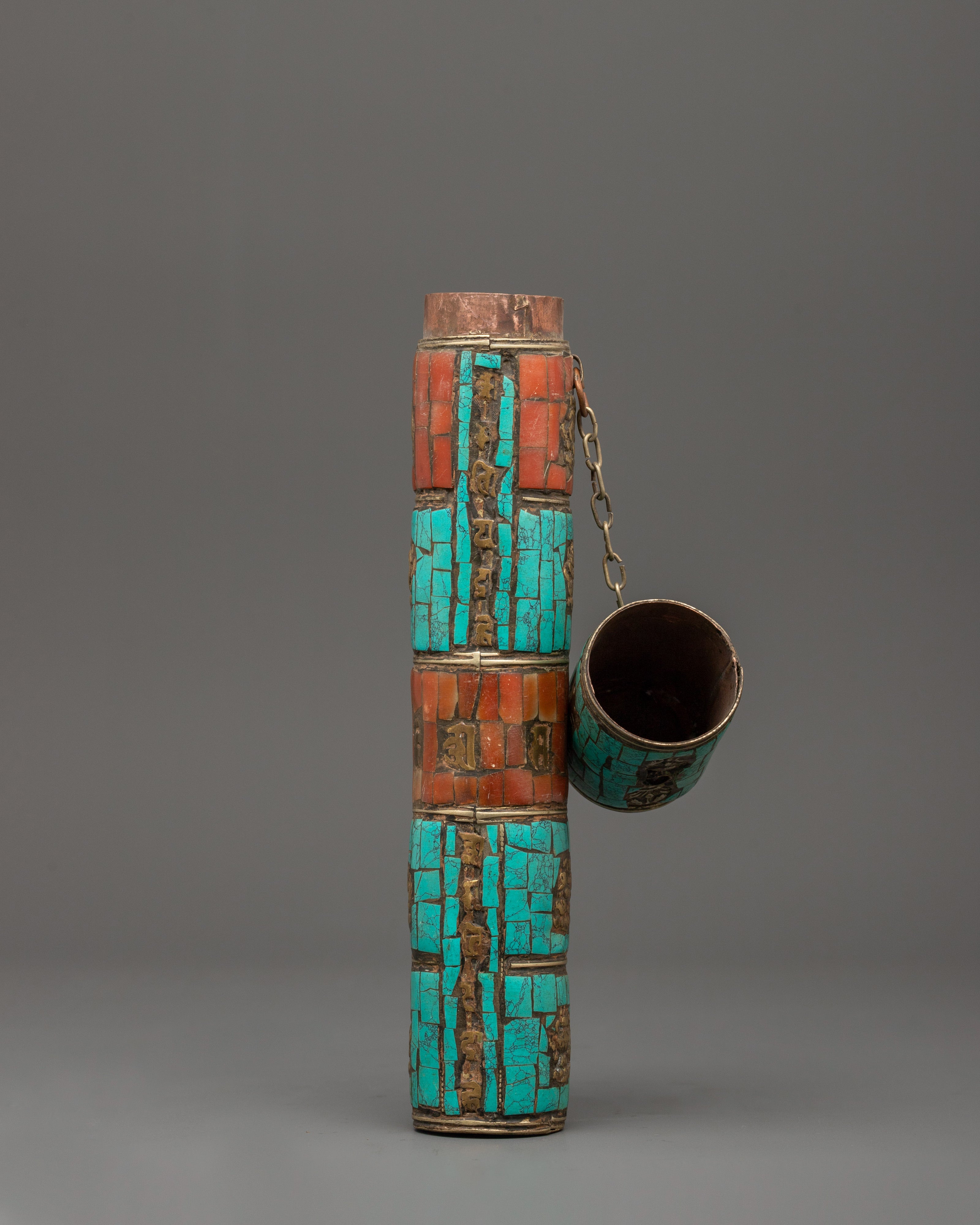 Coral Inlaid Incense Holder | Ritual & Meditation