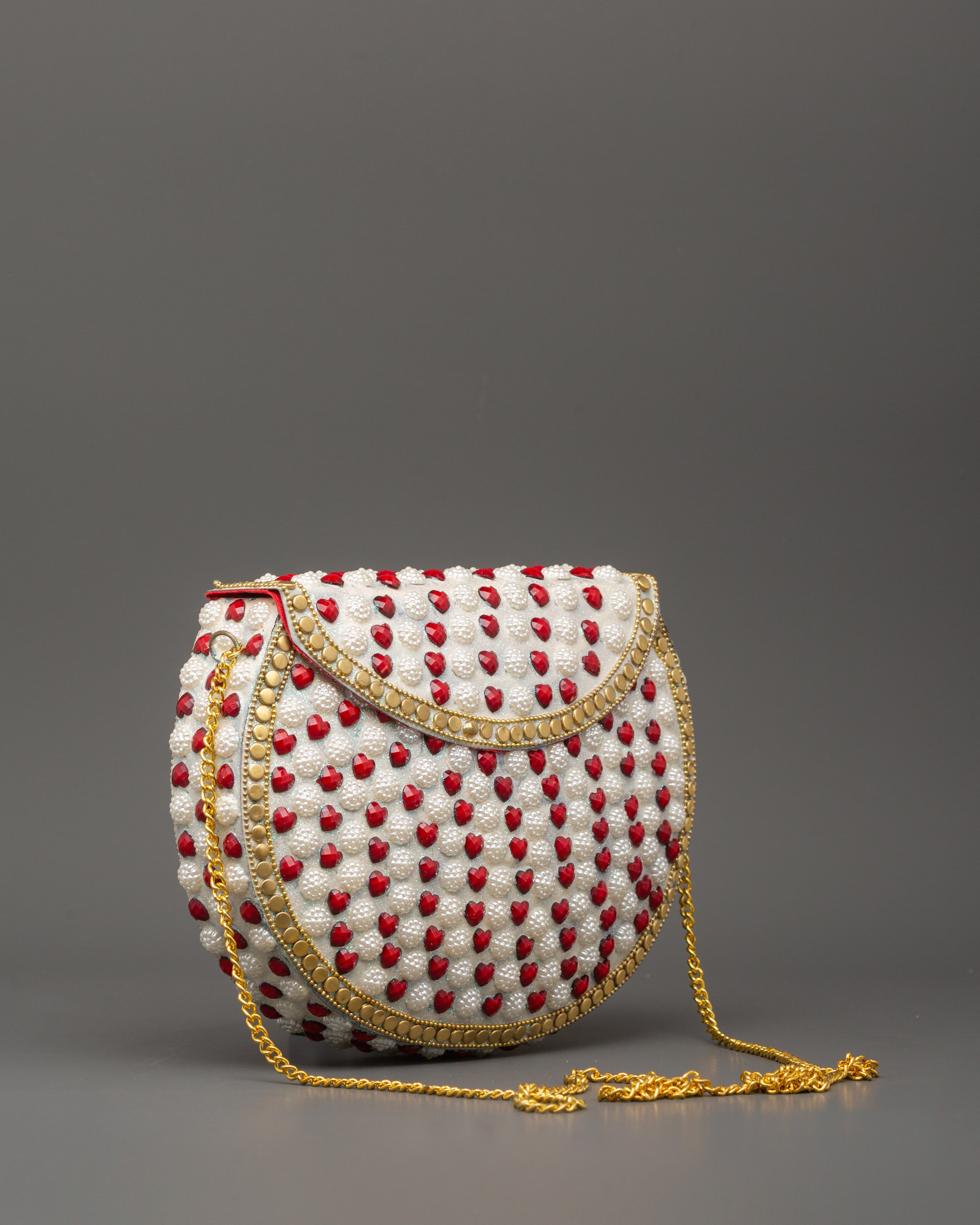 Handcrafted Pearl & Coral Side Bag | Decorative Bag