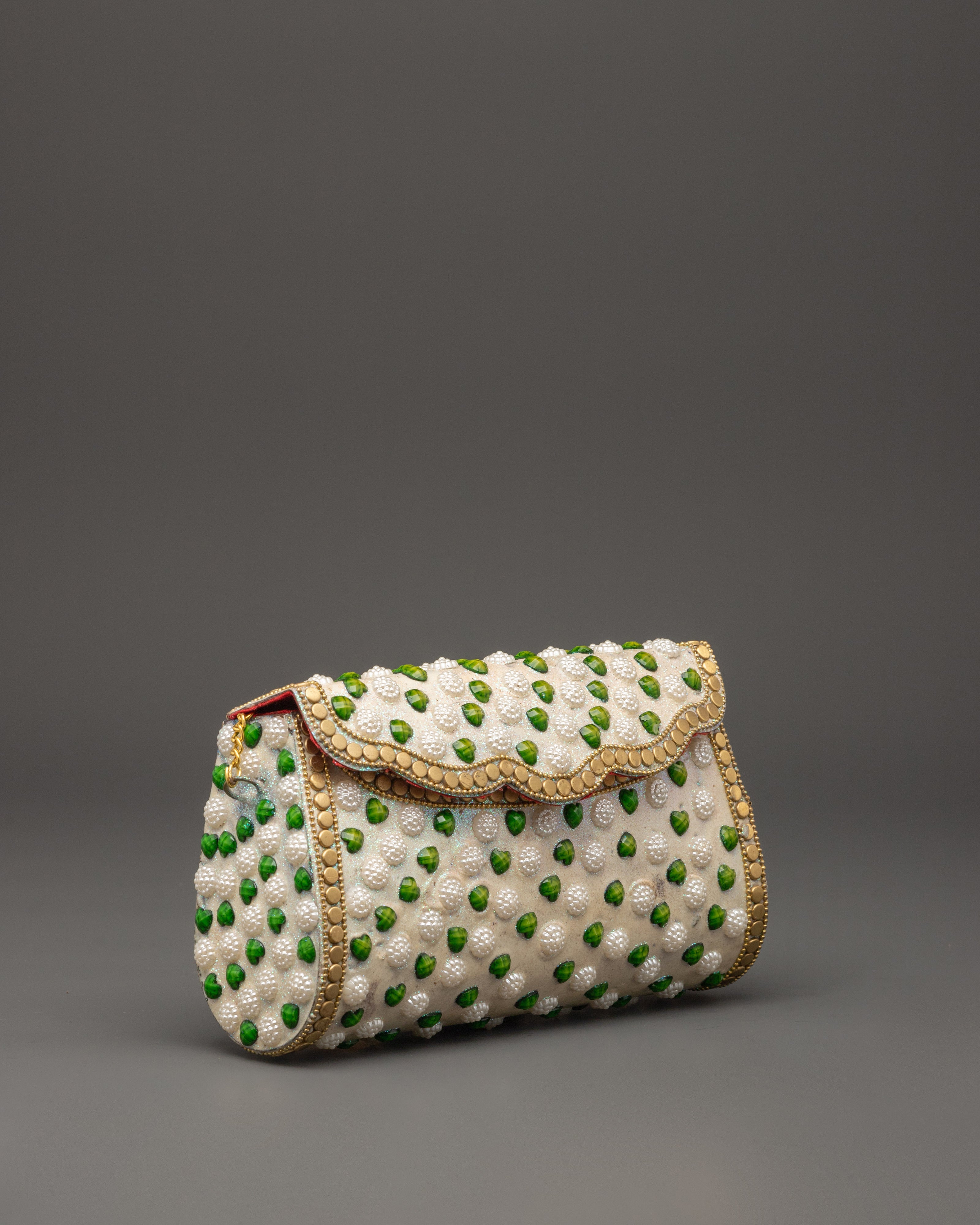 Pearl & Green Stone Side Bag | Bag For Special Occasions