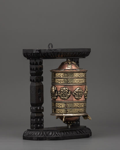 Prayer Wheel for Shrine | Handcrafted Tibetan Buddhist Altar