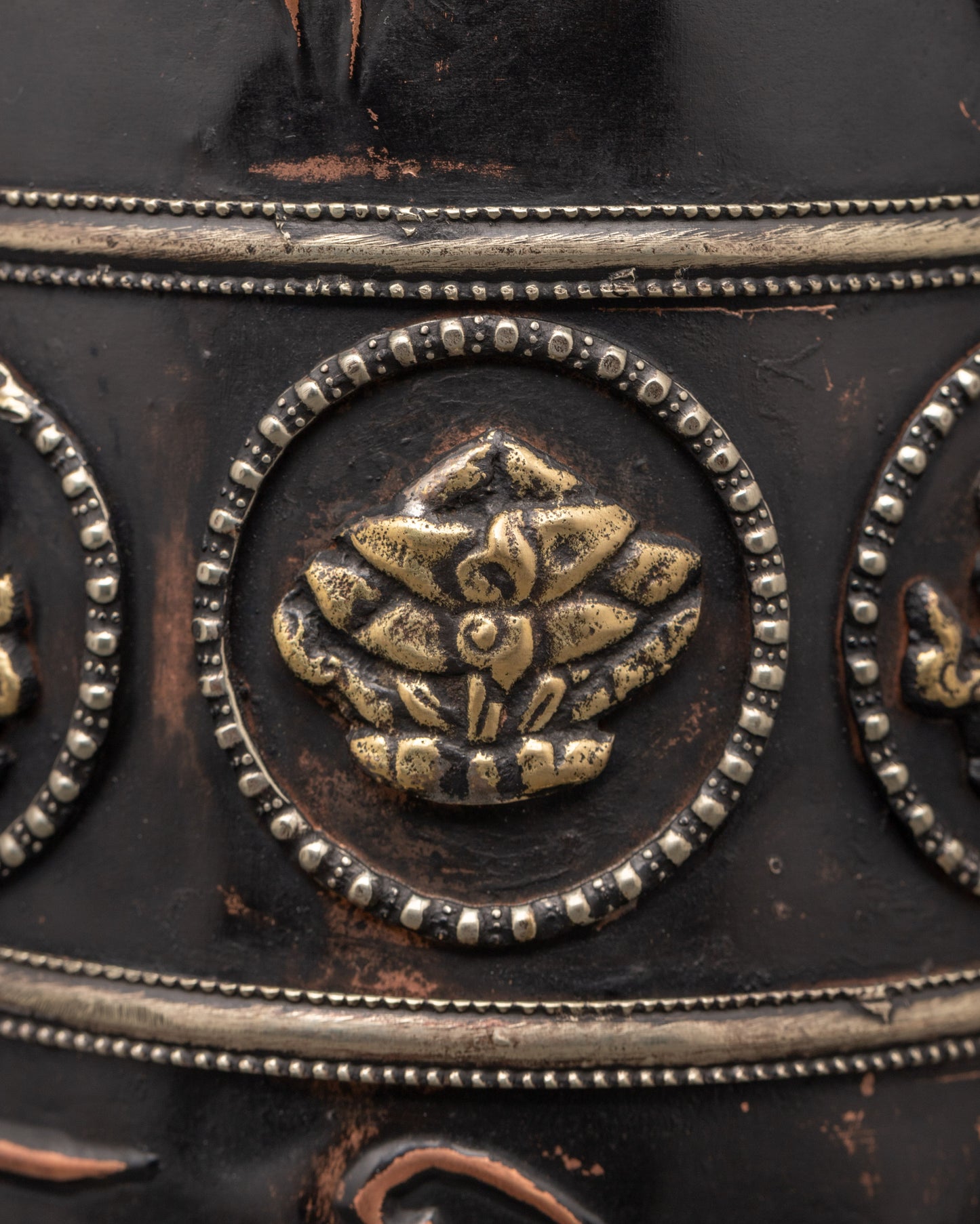 Traditionally Carved Prayer Wheel | Tibetan Buddhist Altar Spinner