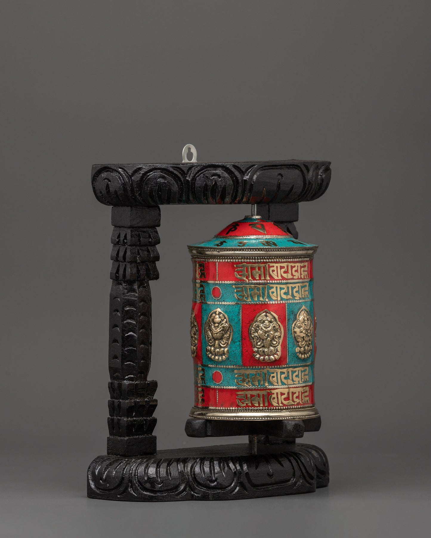 Prayer Wheel with Turquoise | Buddhist Altar Decor