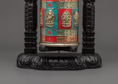 Prayer Wheel with Turquoise | Buddhist Altar Decor