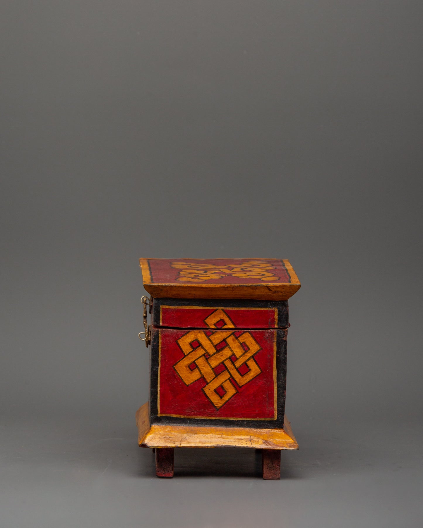 Hand-Painted Wooden Tiger Box | Tibetan Spiritual Storage Chest