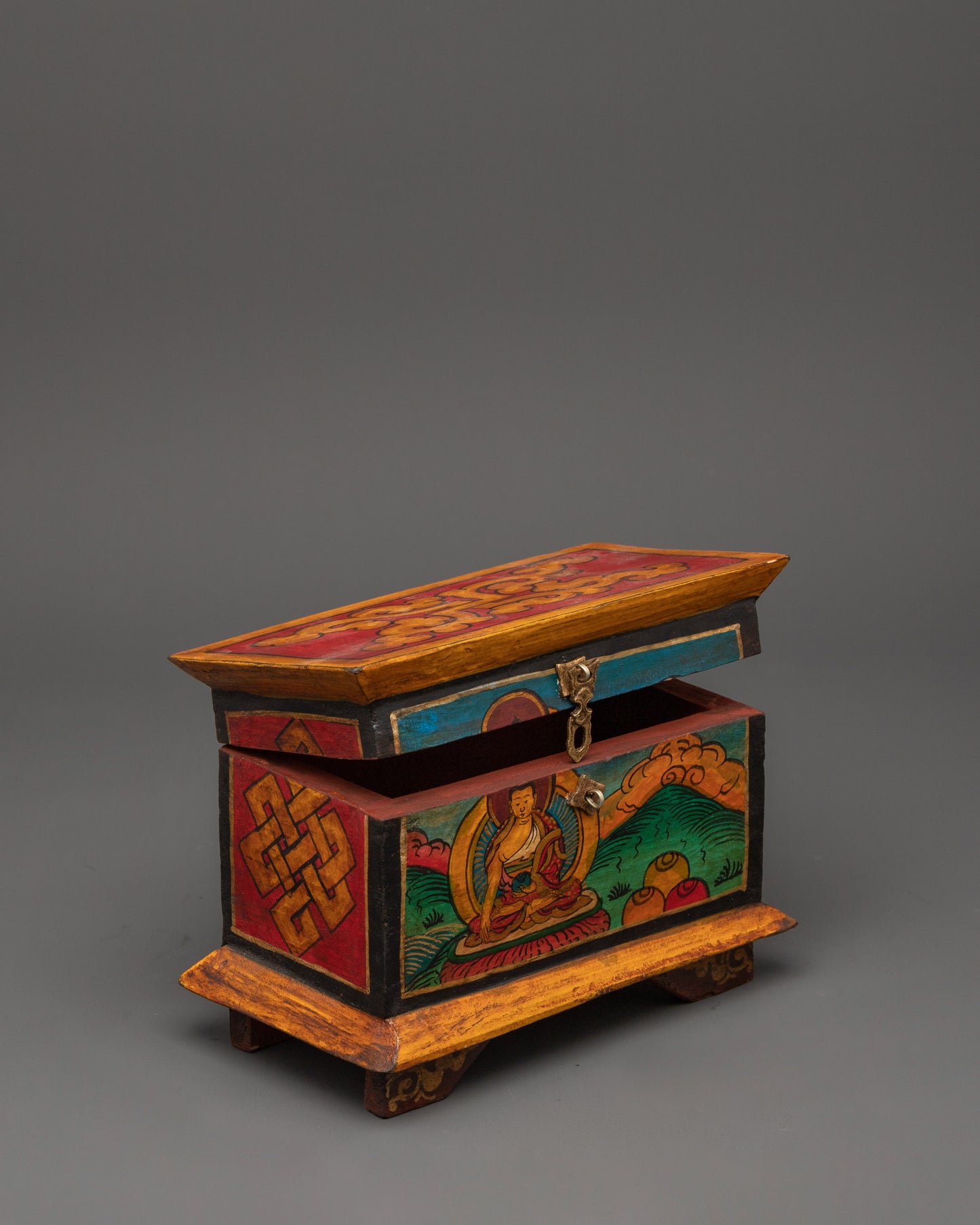 Tibetan Wooden Buddha Box | Perfect for Ritual Use