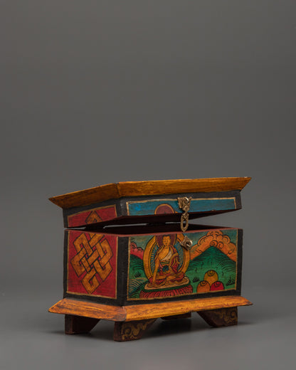 Tibetan Wooden Buddha Box | Perfect for Ritual Use