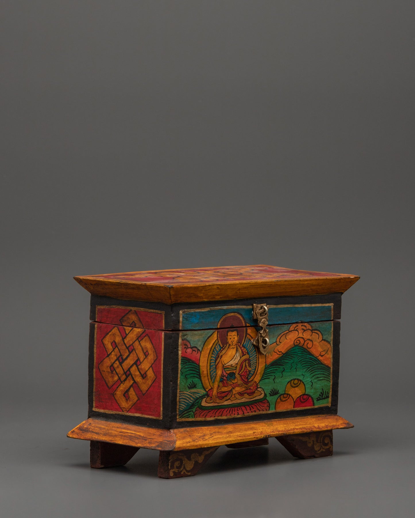 Tibetan Wooden Buddha Box | Perfect for Ritual Use