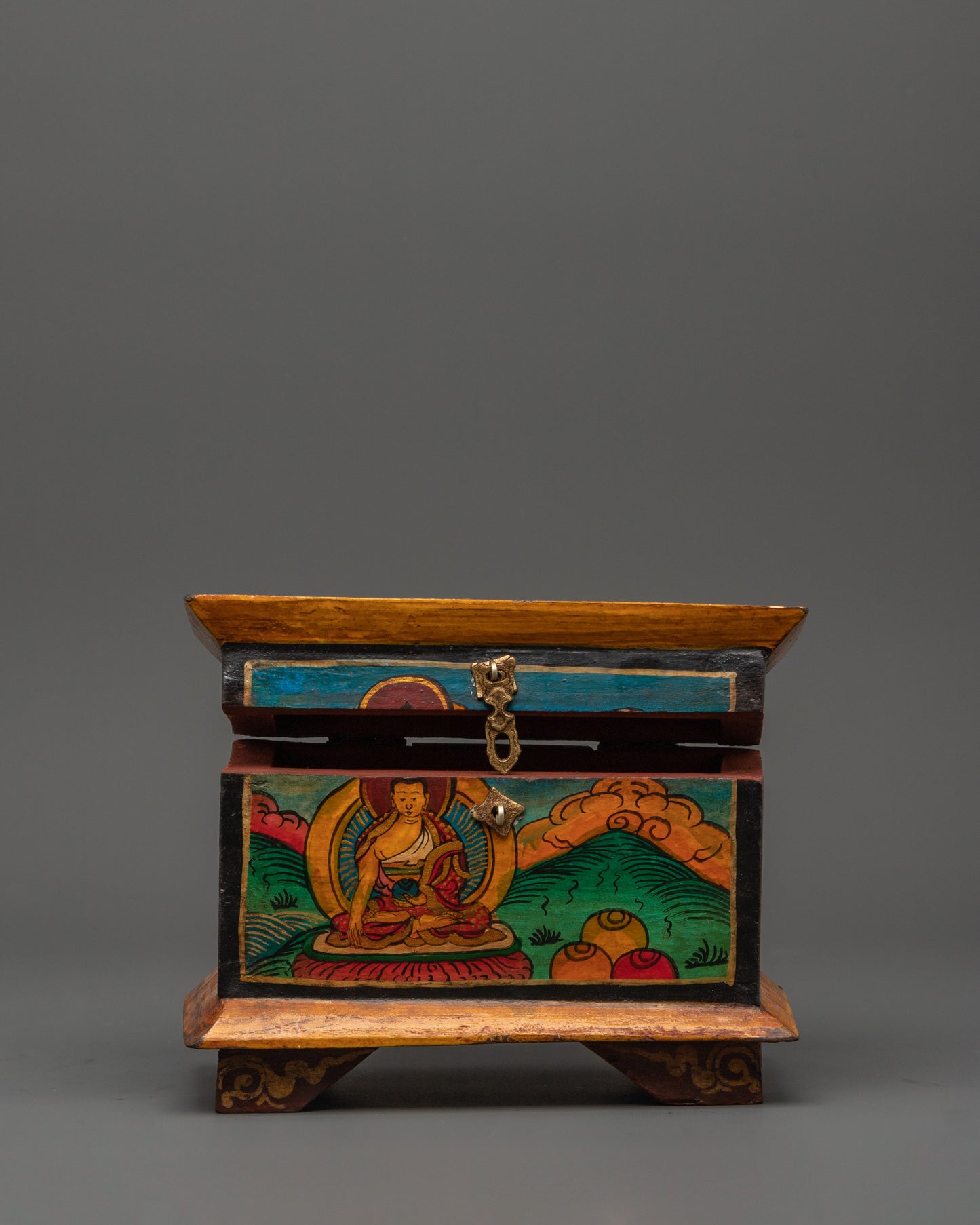 Tibetan Wooden Buddha Box | Perfect for Ritual Use