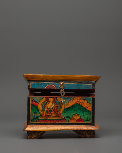 Tibetan Wooden Buddha Box | Perfect for Ritual Use