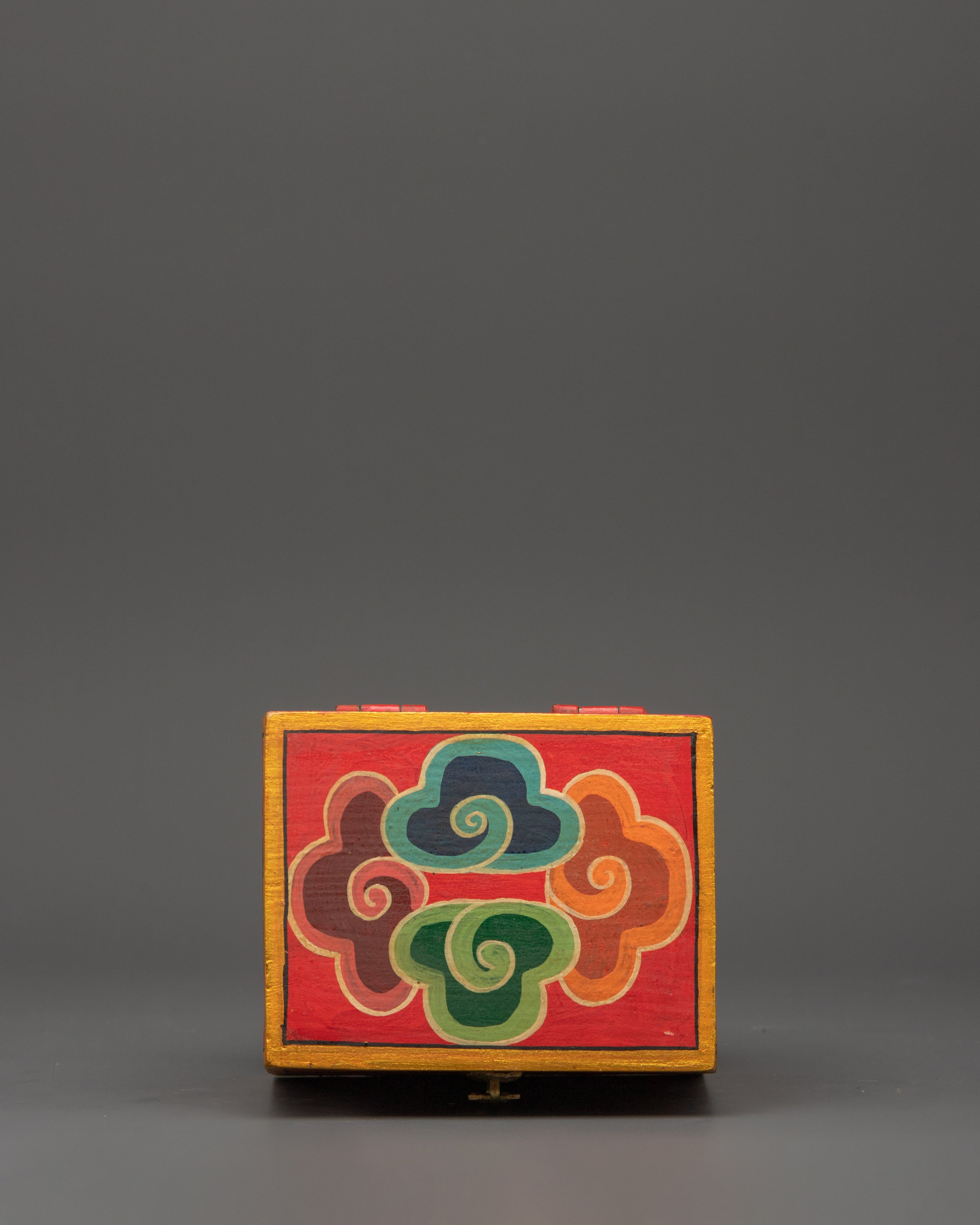 Tibetan Box Featuring A Wrathful Deity Face | Altar Decor For Protection