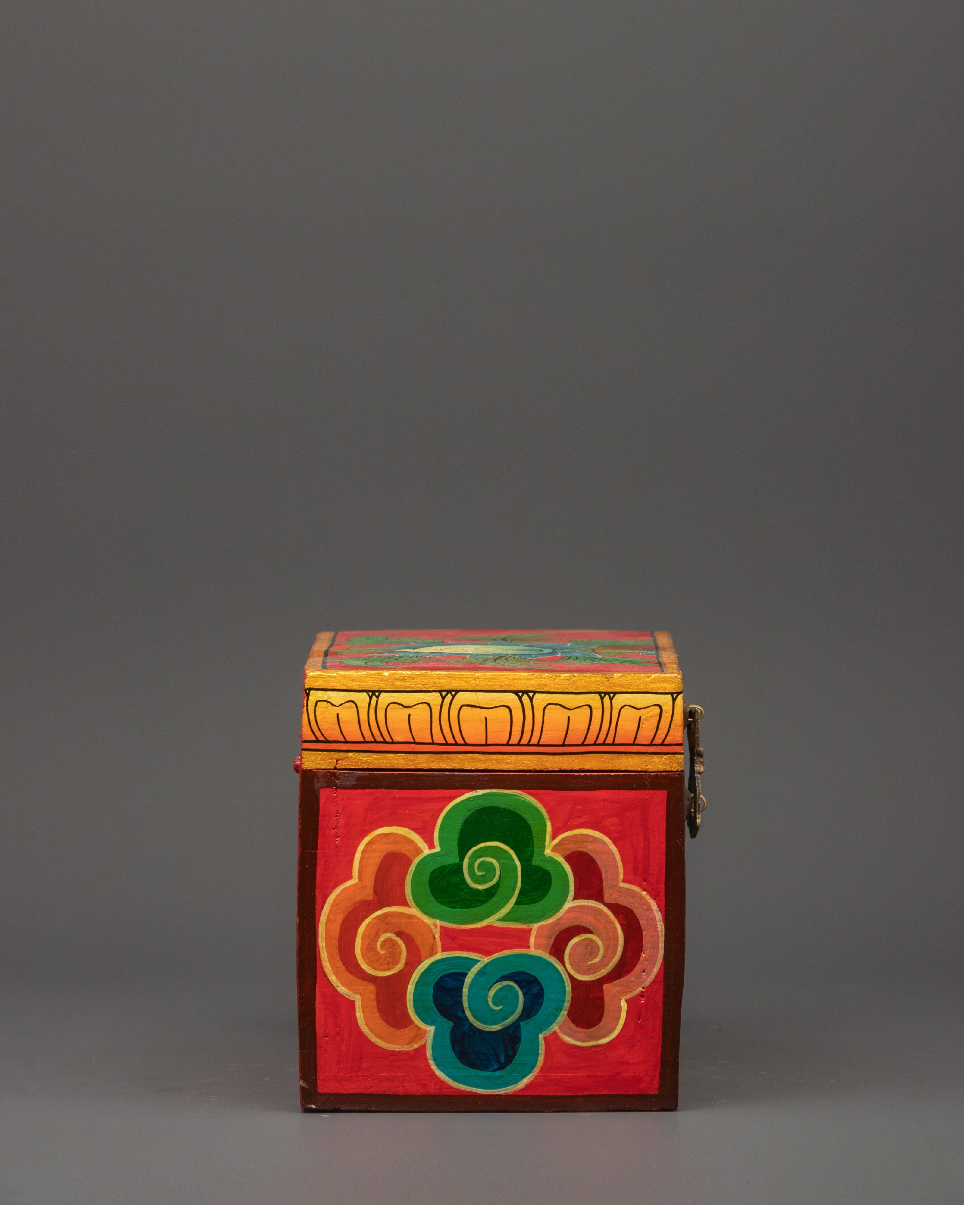 Tibetan Wooden Box | Shakyamuni Buddha and Medicine Buddha