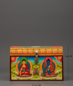 Tibetan Altar Wooden Box | Shakyamuni Buddha and Medicine Buddha