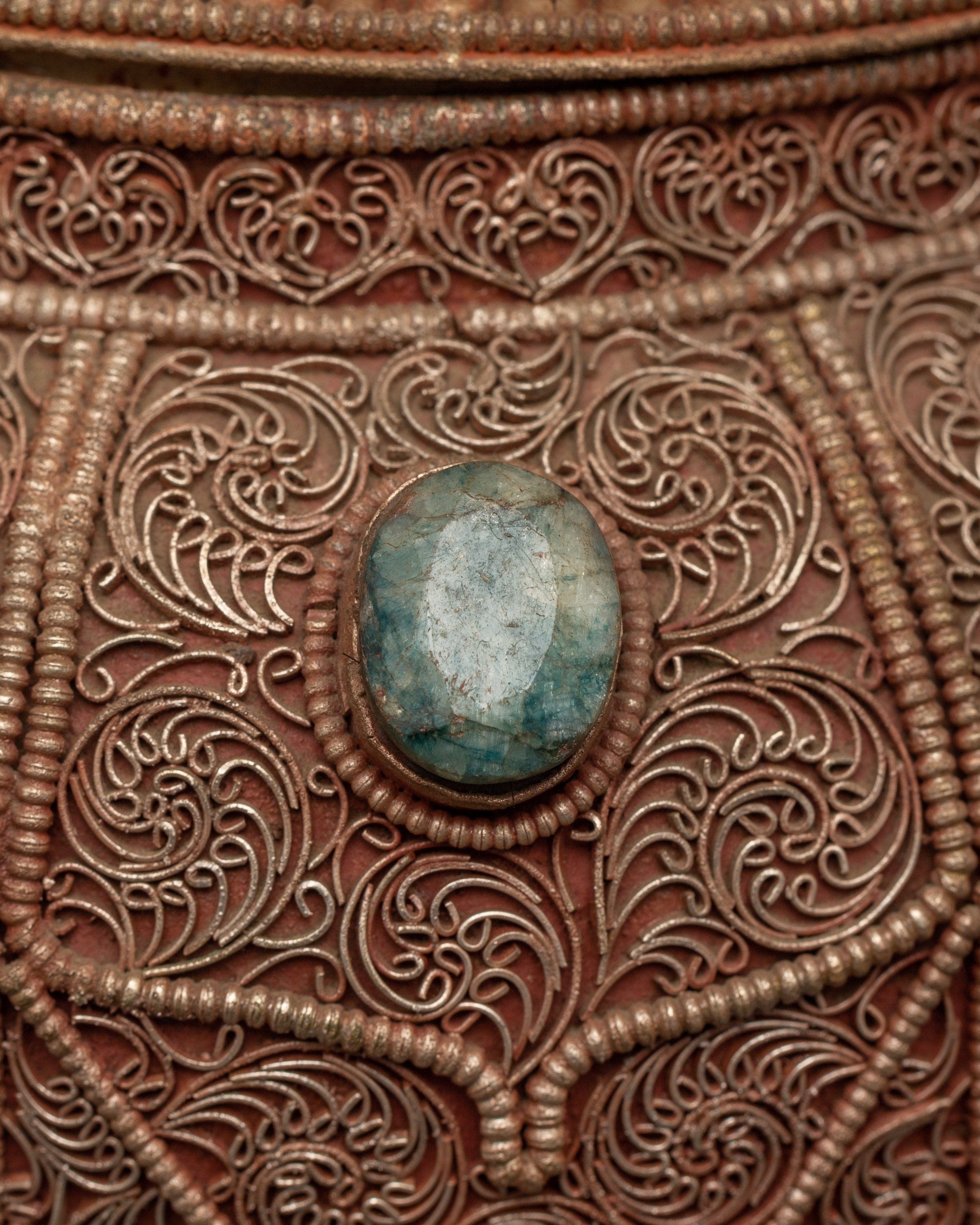 Handcrafted Religious Tea Pot | Spiritual Copper Tea Pot with Filigree Work