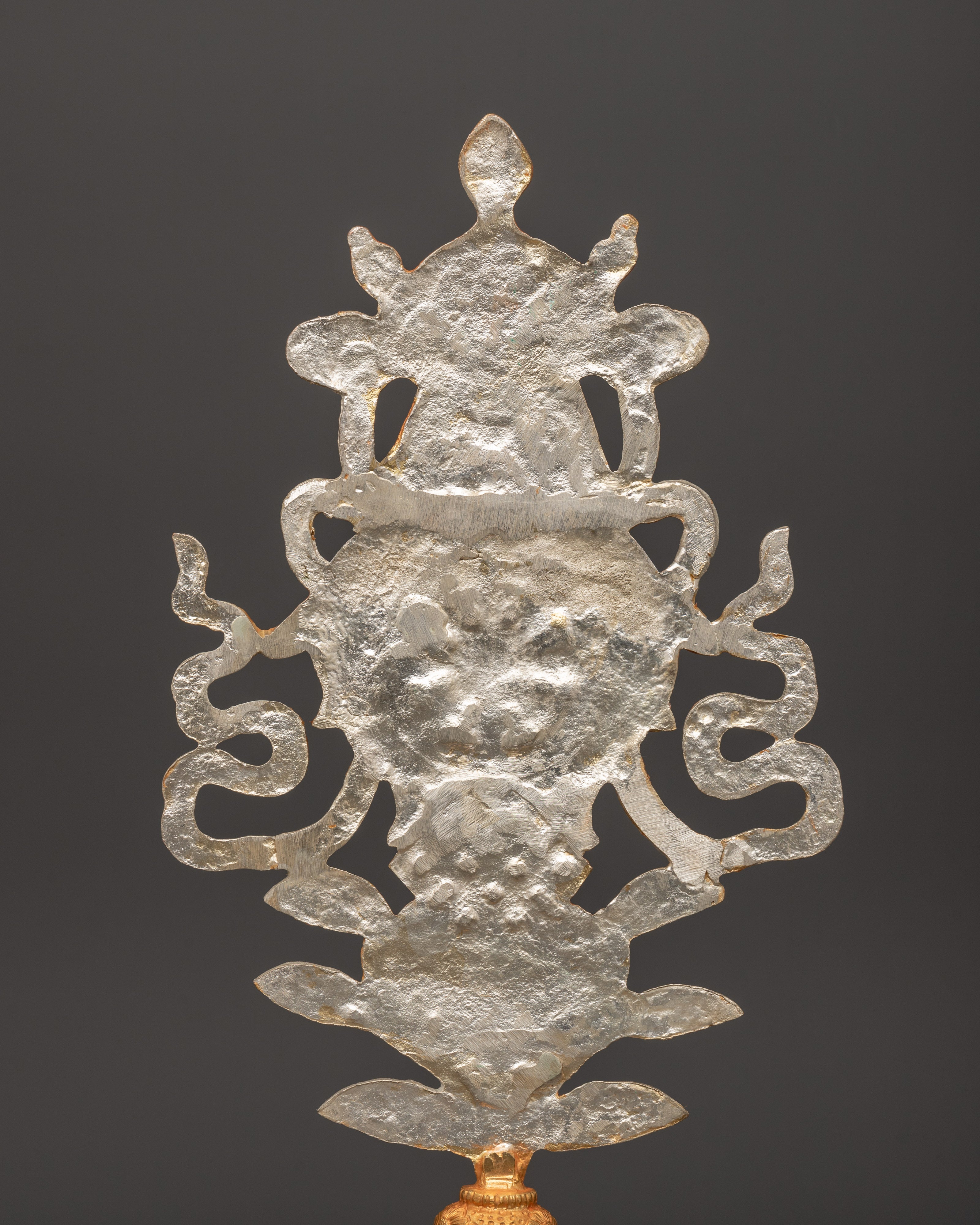 Buddhist Auspicious Symbol Altar Decor | Electro Gold & Silver Plated Tibetan Art