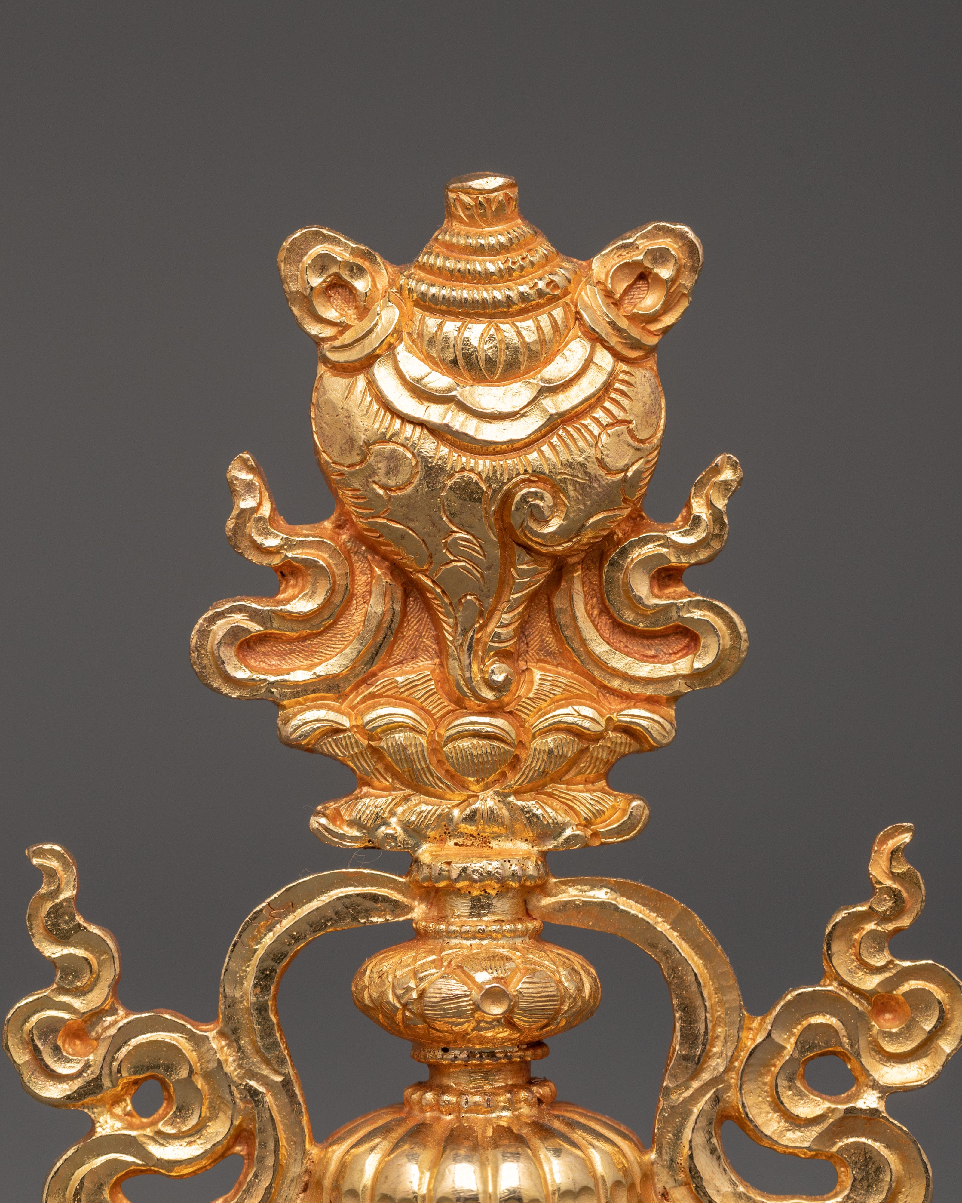 Gold Plated Copper 8 Auspicious Symbols | Tibetan Buddhist Altar Decor