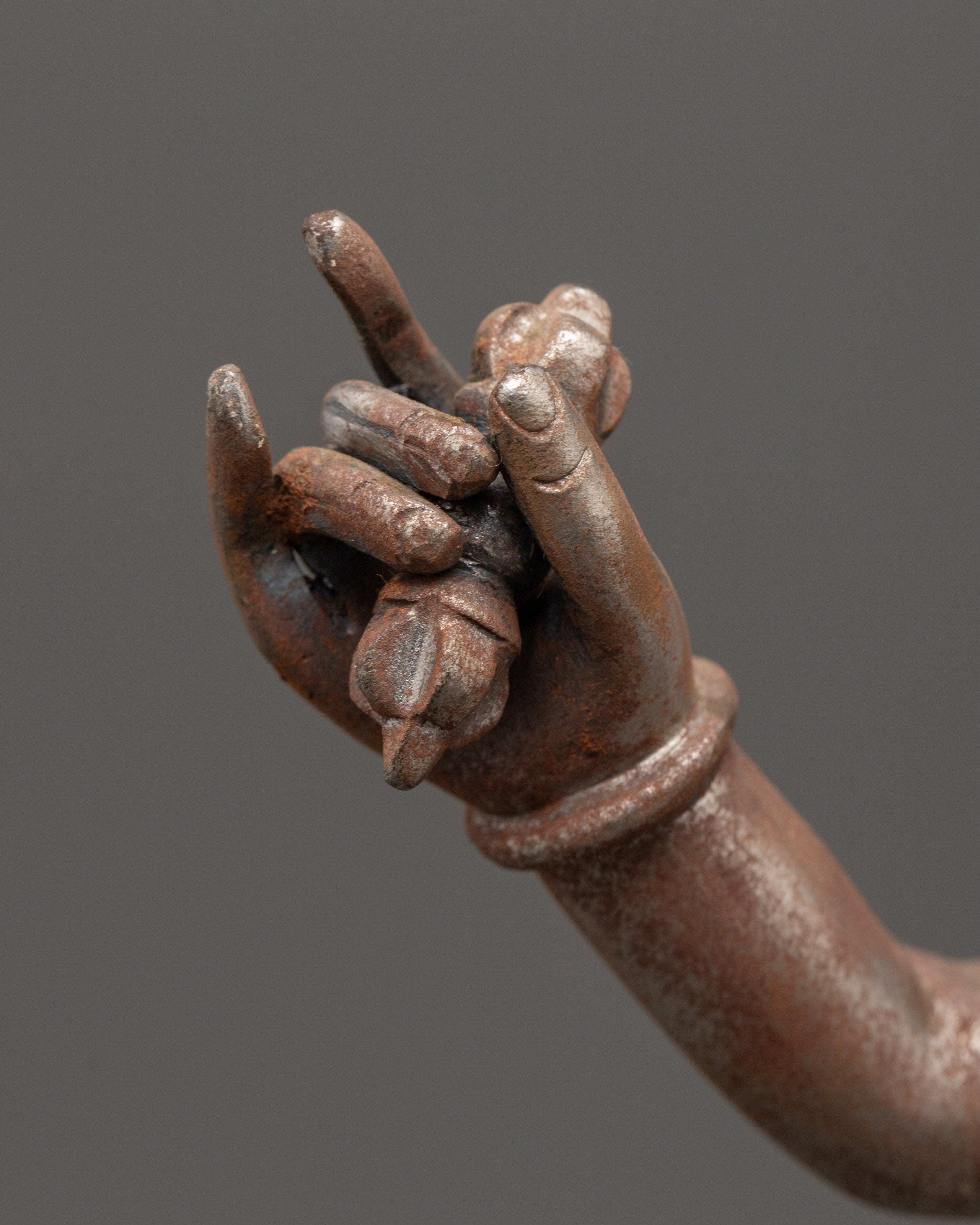 Iron Phurba with Deity Holding Vajra | Tibetan Tantric Ritual Dagger