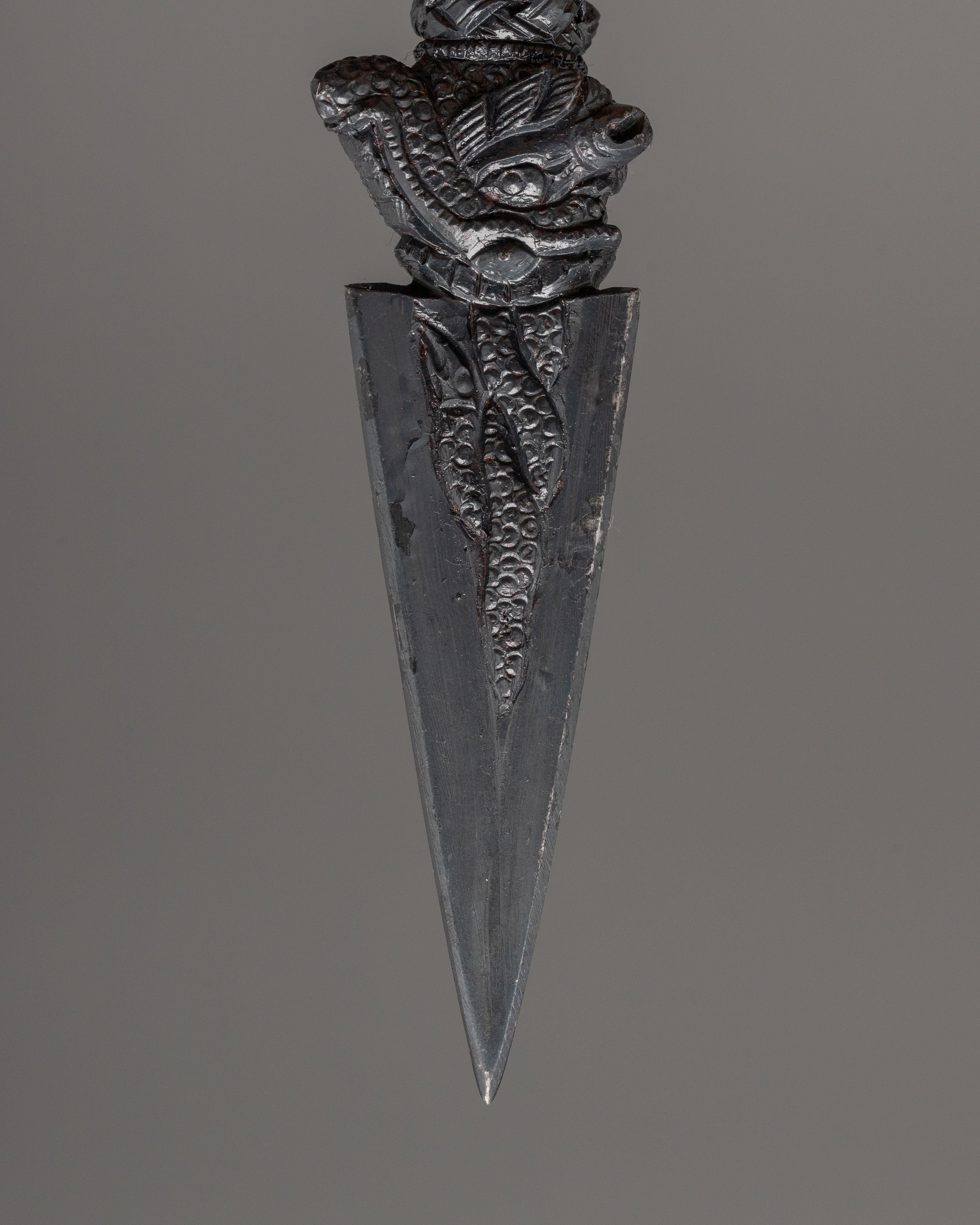 Tibetan Tantric Iron Phurba Dagger | Vajrakilaya Ritual Dagger for Protection