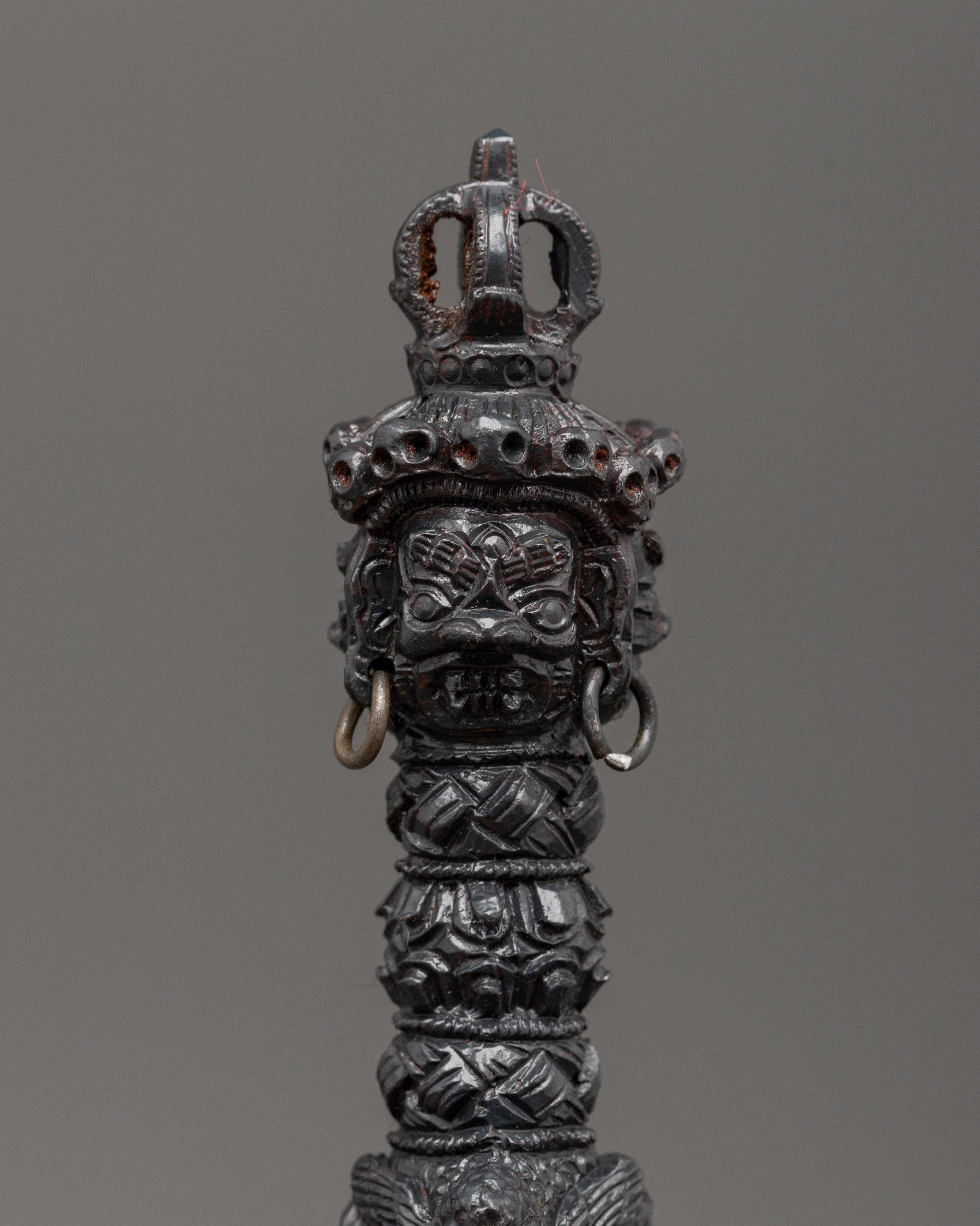 Tibetan Tantric Iron Phurba Dagger | Vajrakilaya Ritual Dagger for Protection