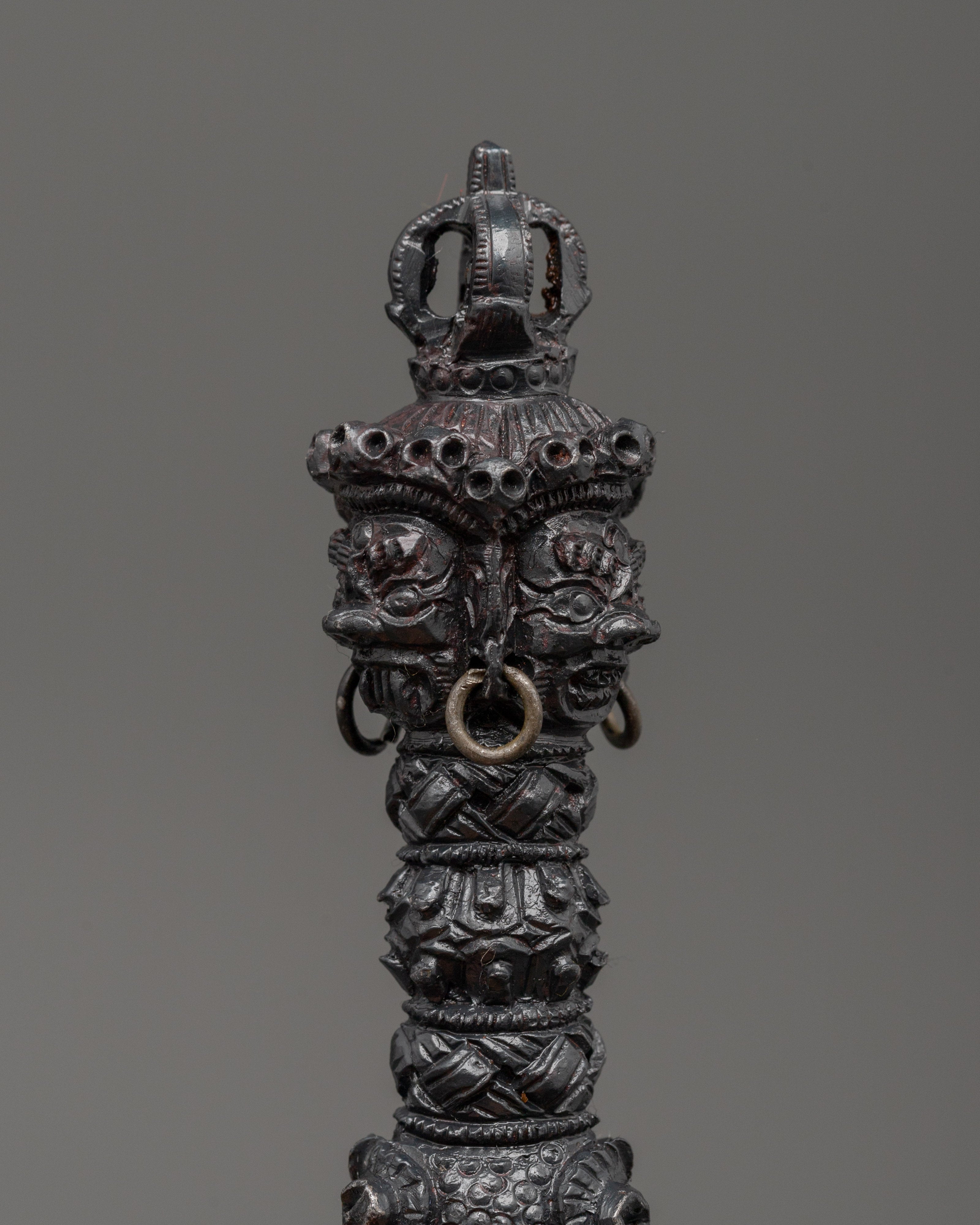 Tibetan Tantric Iron Phurba Dagger | Vajrakilaya Ritual Dagger for Protection