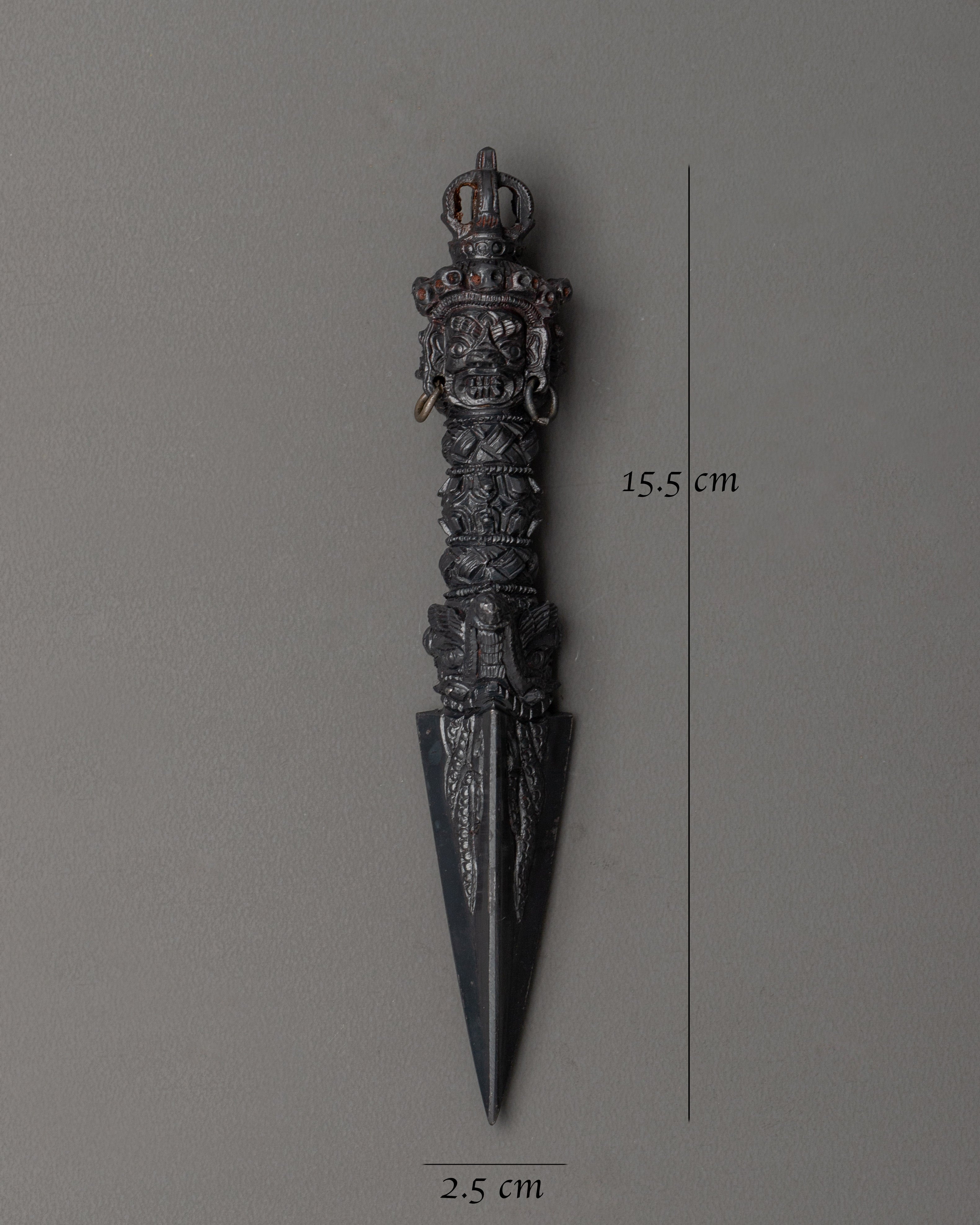 Tibetan Tantric Iron Phurba Dagger | Vajrakilaya Ritual Dagger for Protection
