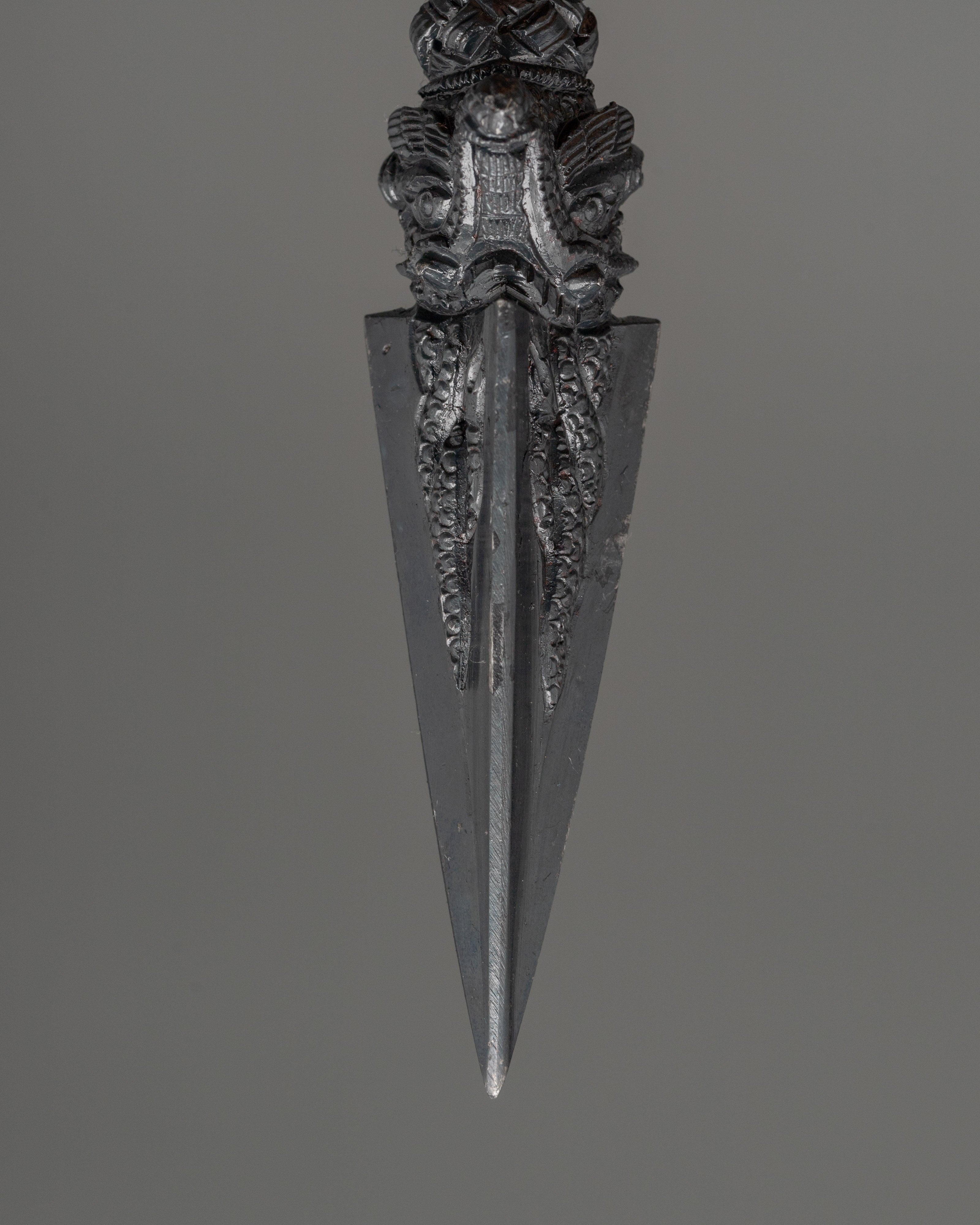 Tibetan Tantric Iron Phurba Dagger | Vajrakilaya Ritual Dagger for Protection