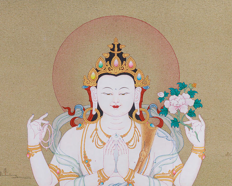 Lokesvara Chenrezig Thangka | Compassion and Wisdom in Divine Form