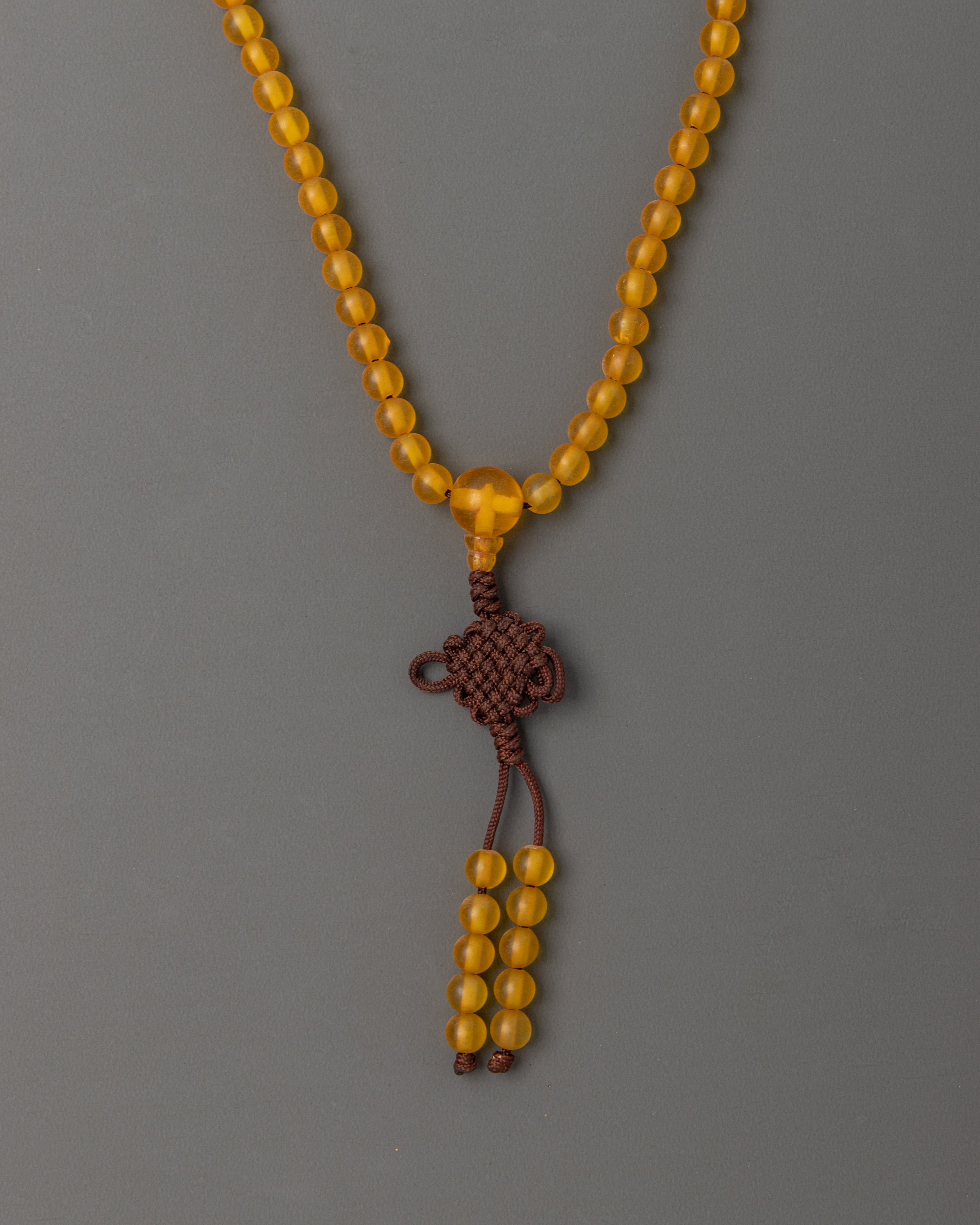Yellow Agate Mala Beads | Handmade Buddhist Prayer Mala