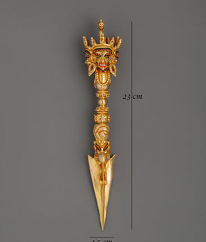Gold-Plated Tibetan Phurba Dagger  in copper | Sacred Ritual Tool of Transformation