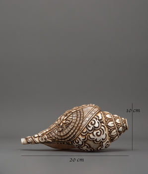 1000 Armed Chenrezig Carved Conch | Tibetan Spiritual Healing and Meditation Tool